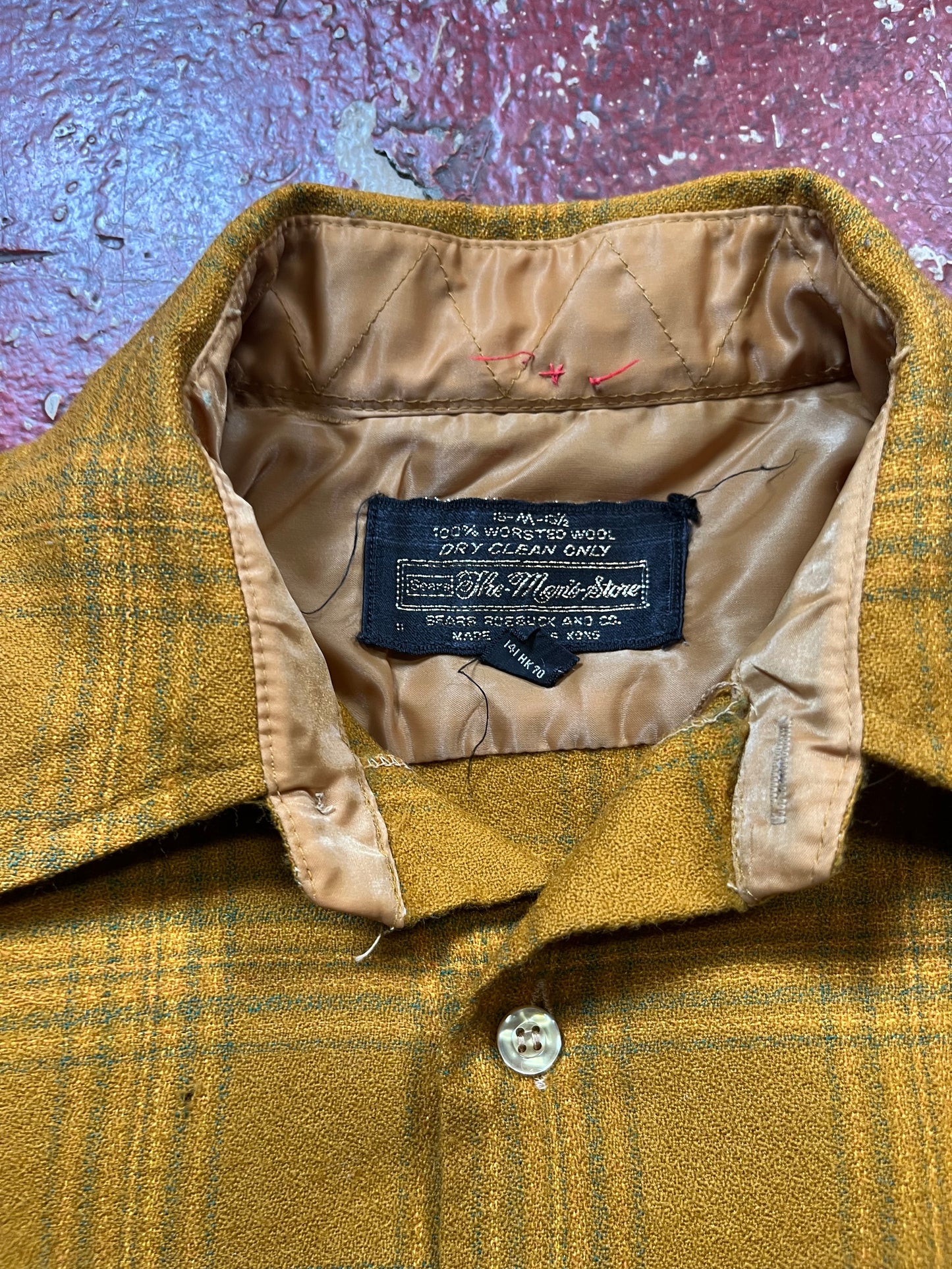 70s Sears Yellow & Brown Long Sleeve Shirt