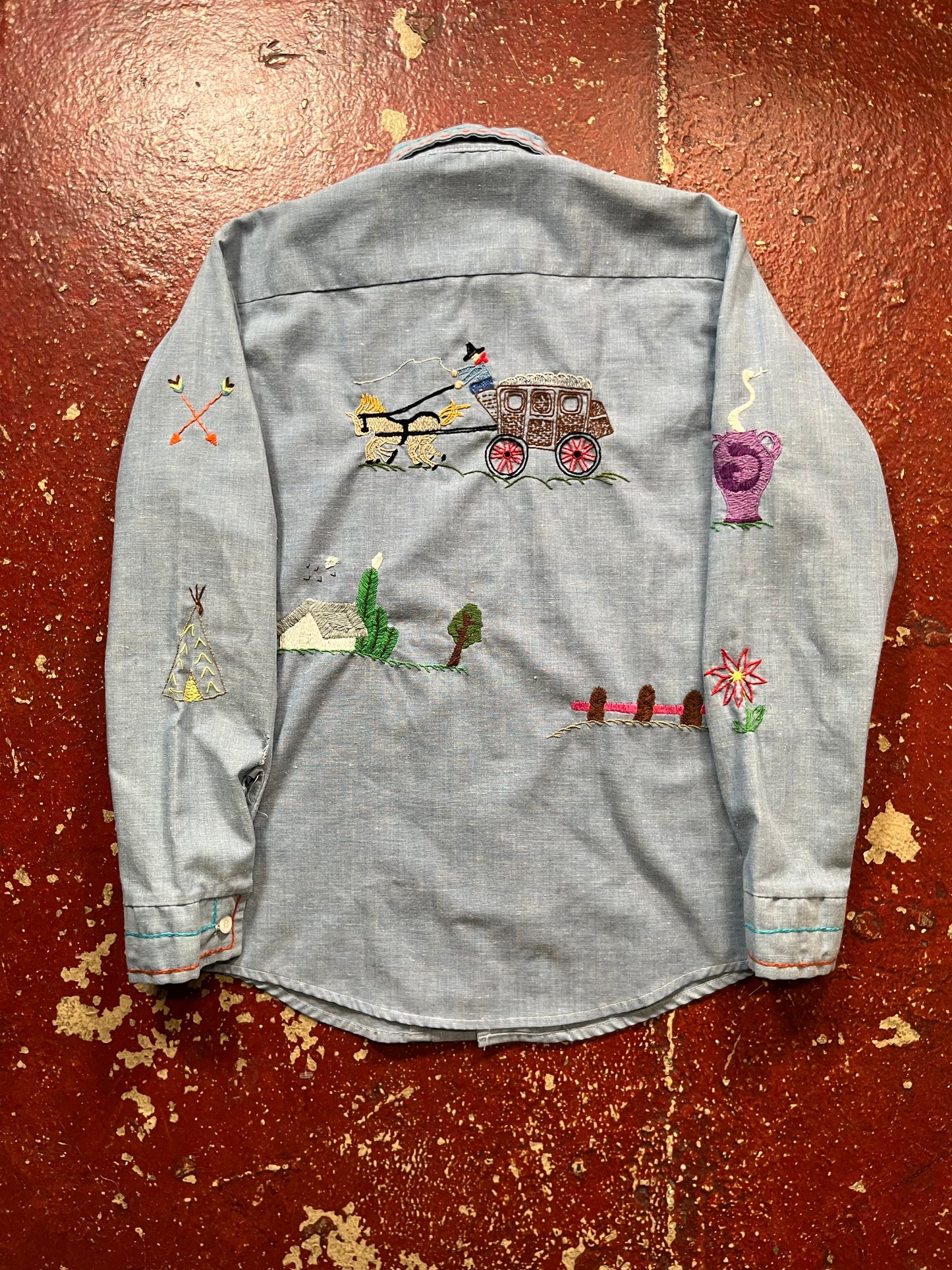 70s Rappers Wild West Chambray Long Sleeve Shirt