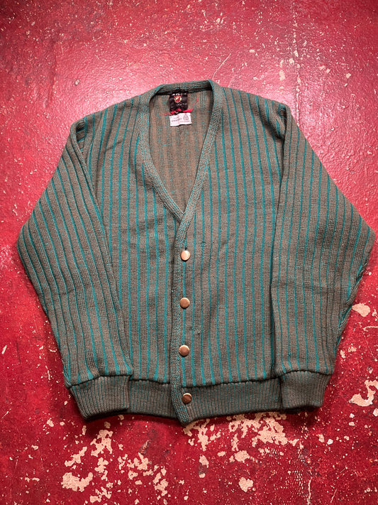 60s Green Penguin Wool Cardigan