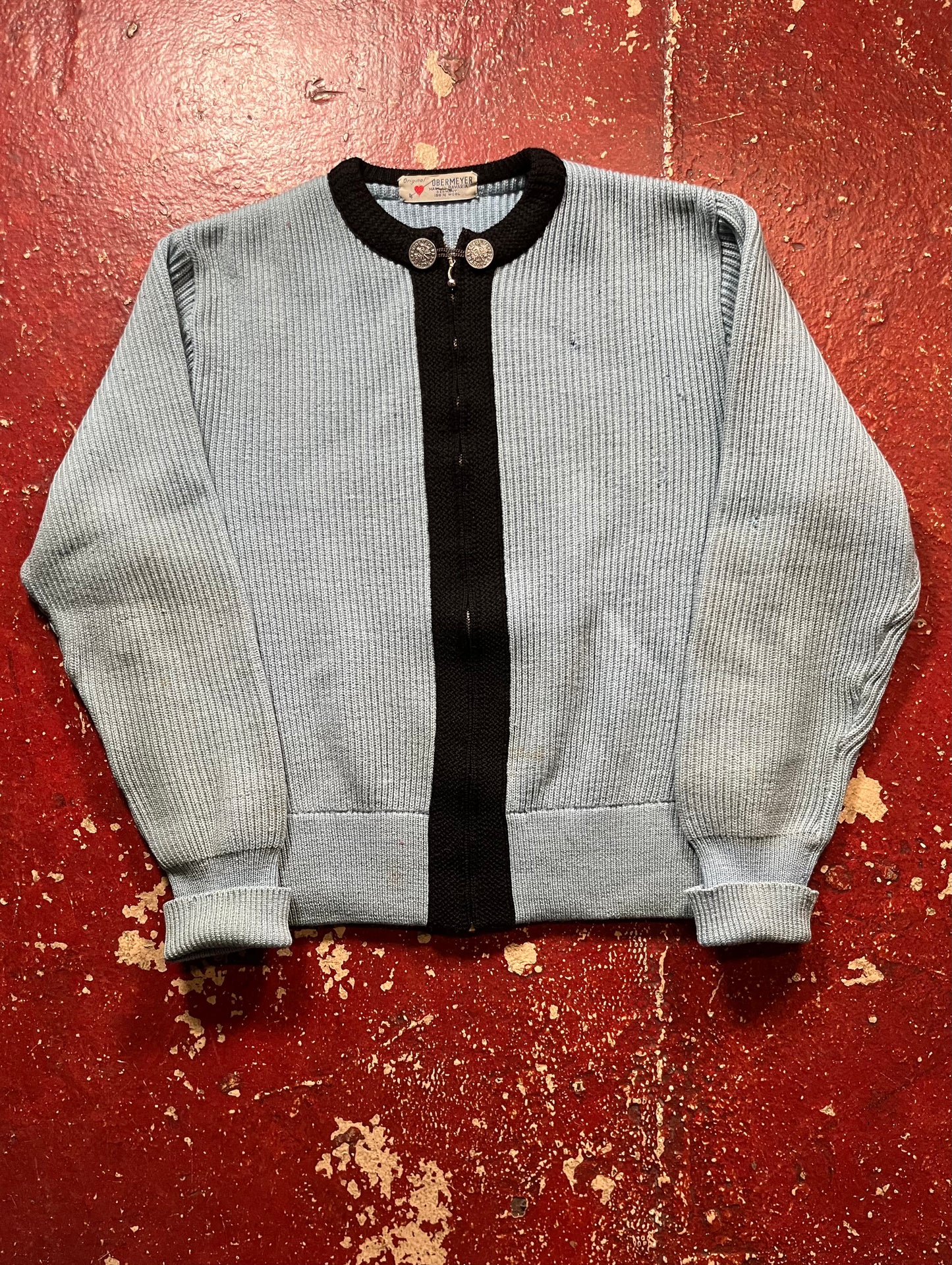50s Ubermeyer Blue Full Zip Sweater