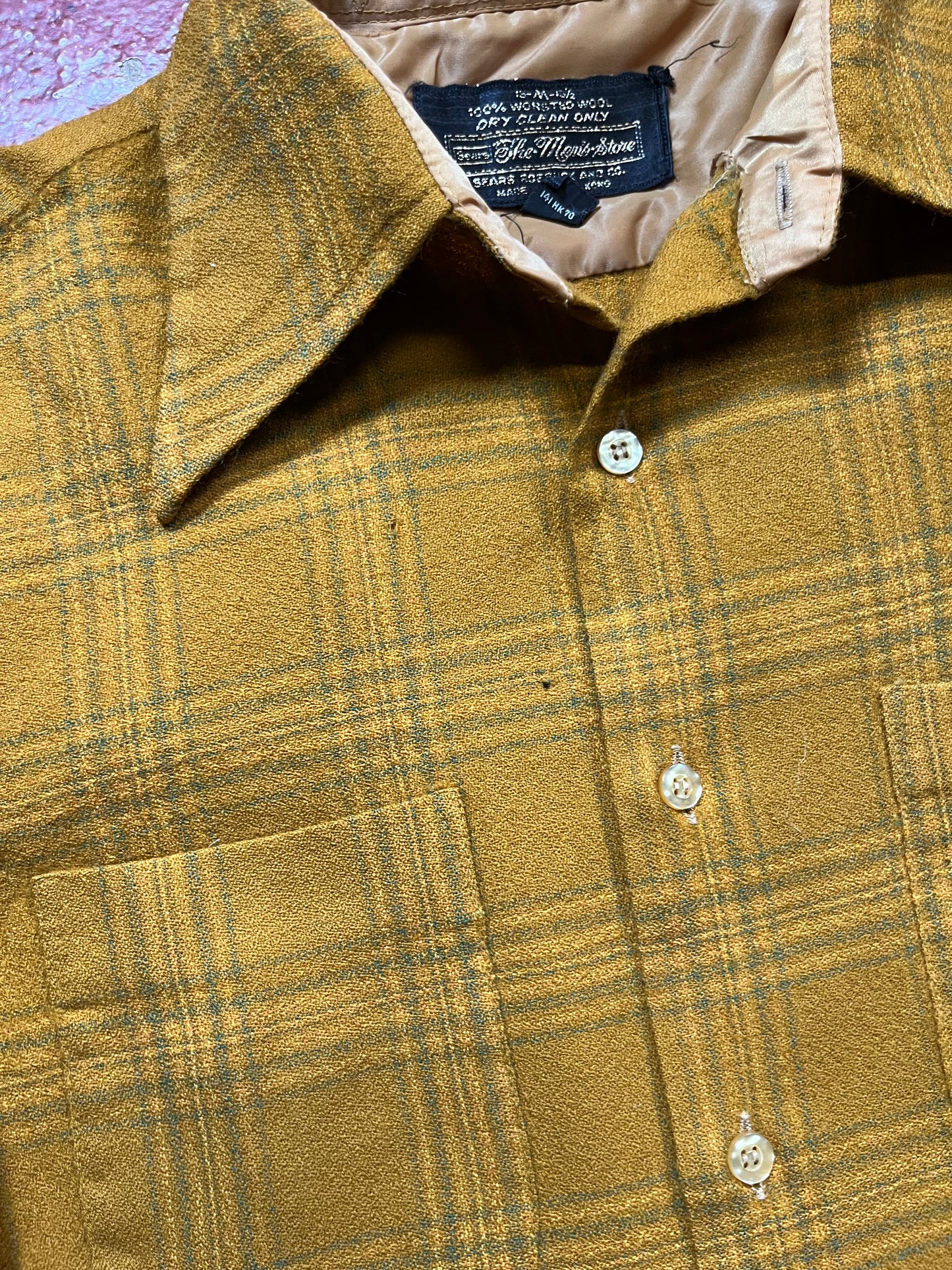 70s Sears Yellow & Brown Long Sleeve Shirt