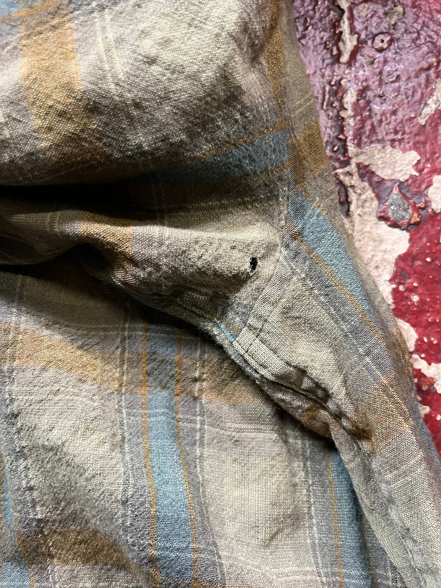 50s/60s Pendleton Green & Brown Loop Collar Long Sleeve Shirt