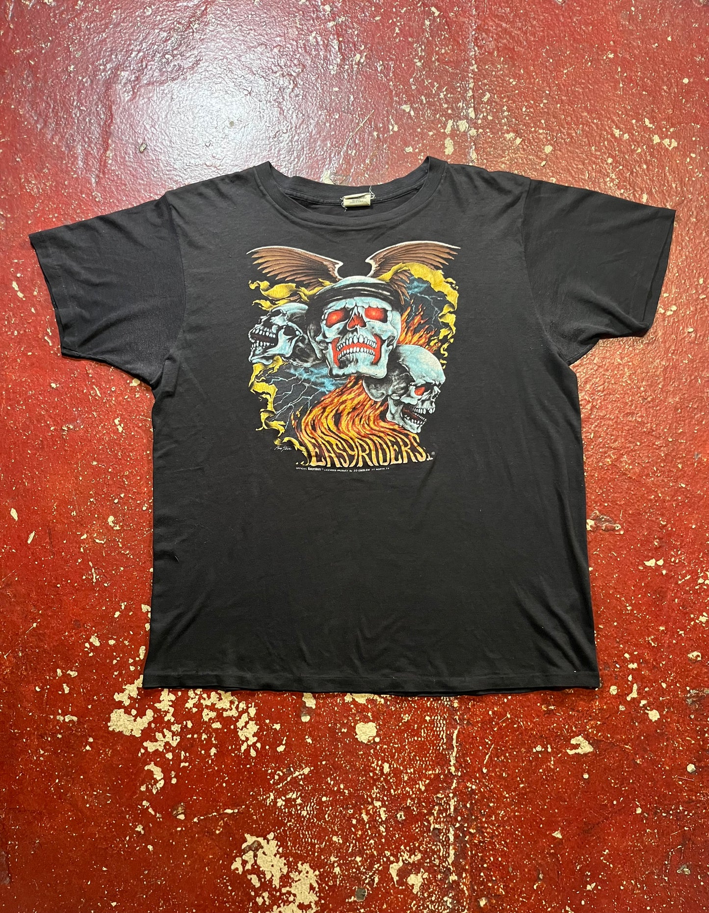 1986 3D Emblem Easyriders Melting Skulls Tee