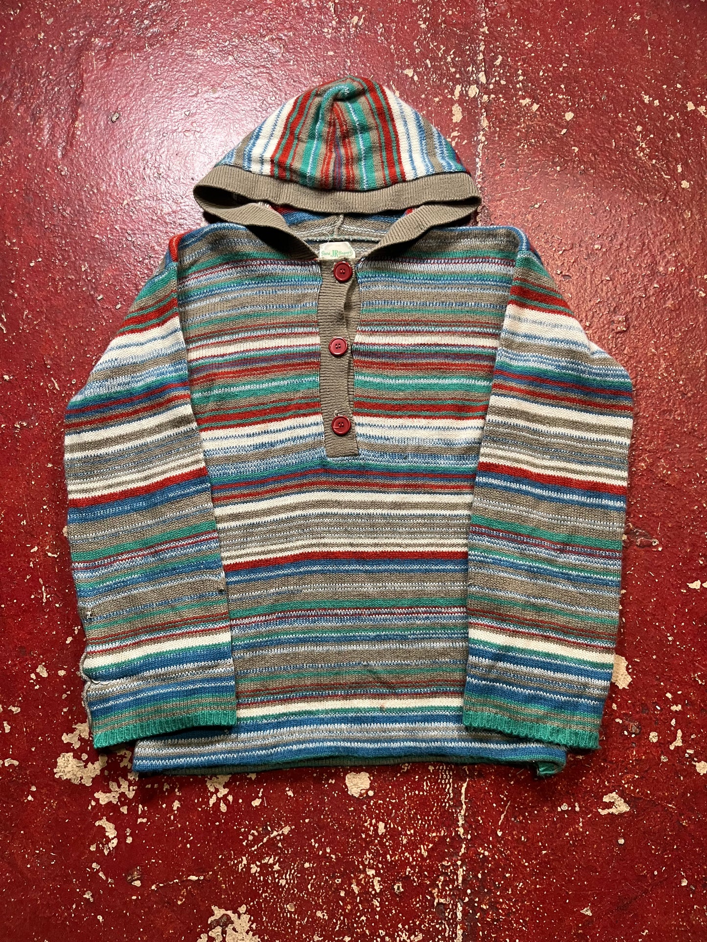 70s Sears Striped Knit Hoodie