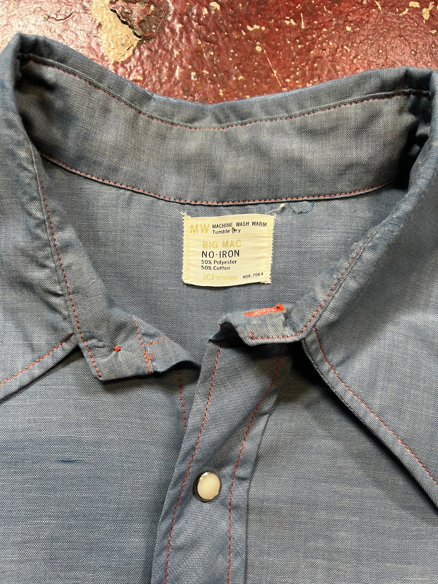 70s Big Mac Strawberry Chambray Long Sleeve Shirt