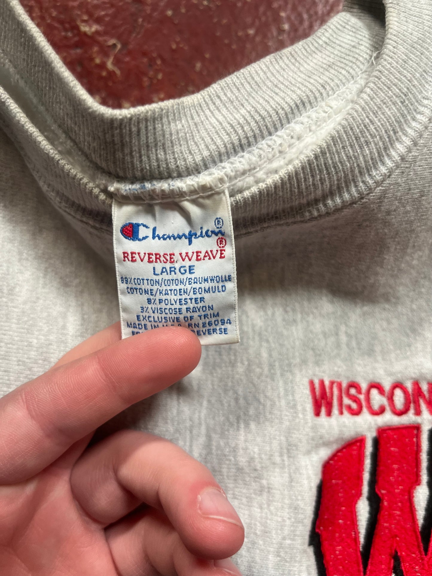 90s Champion Reverse Weave Wisconsin Football Crewneck