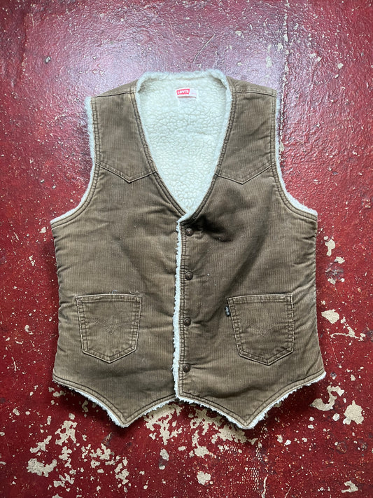 70s Levis Brown Corduroy Sherpa Vest