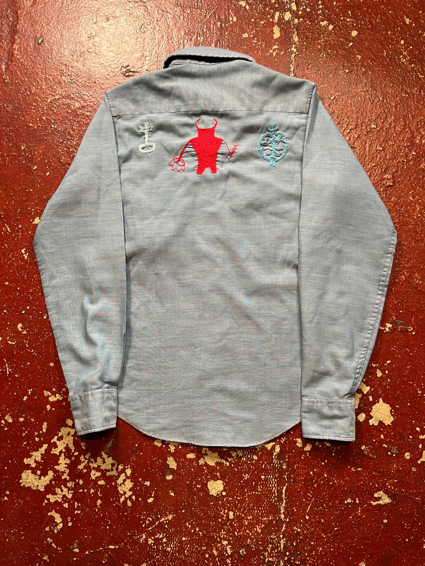 80s/90s LL Bean Cave Drawings Chambray Long Sleeve Shirt