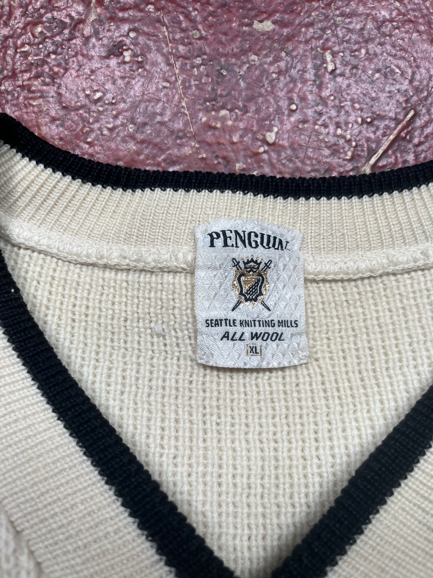 60s/70s Penguin Wool Vee Neck Sweater