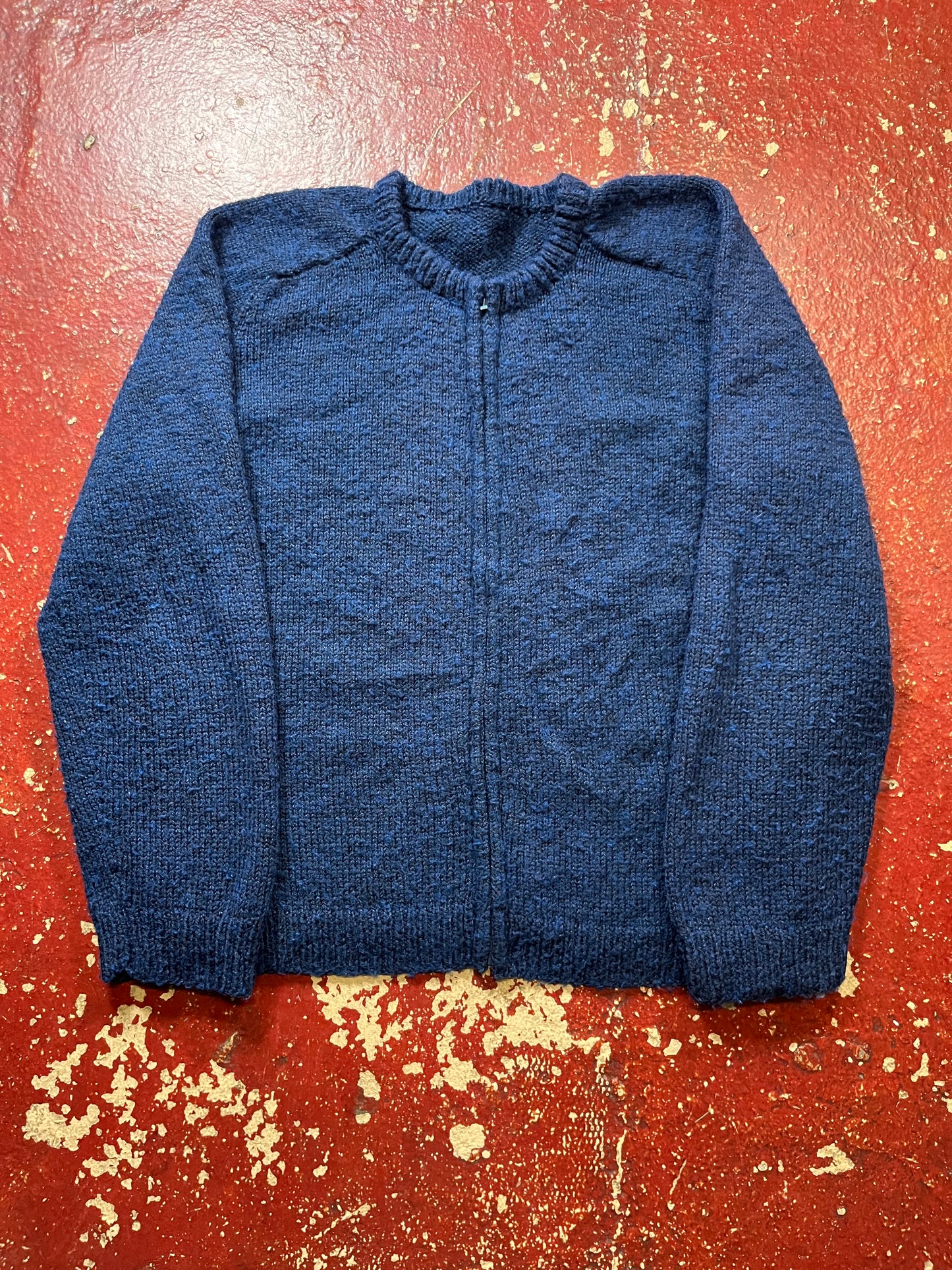 60s/70s Blue Full Zip Up Sweater