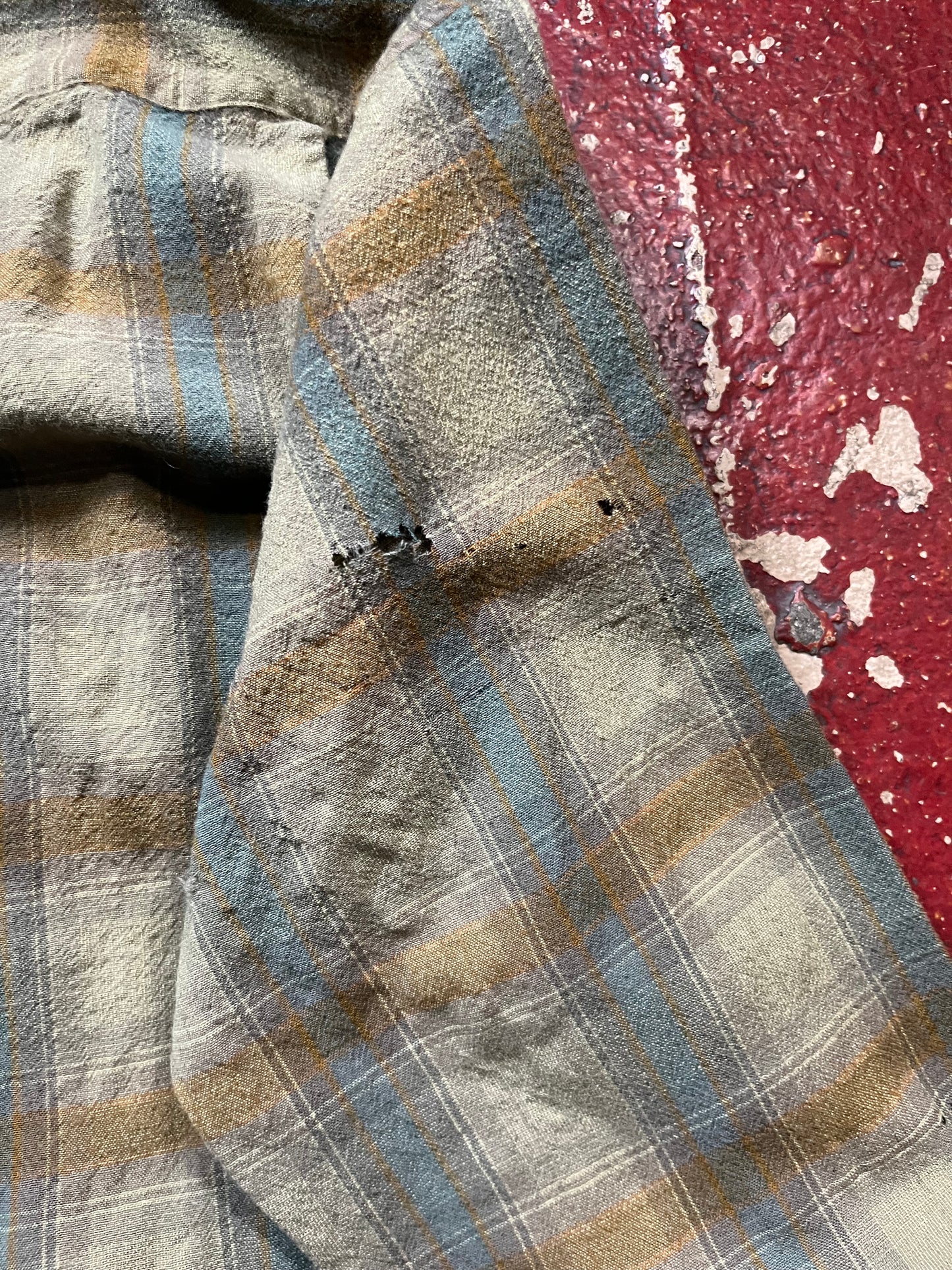 50s/60s Pendleton Green & Brown Loop Collar Long Sleeve Shirt