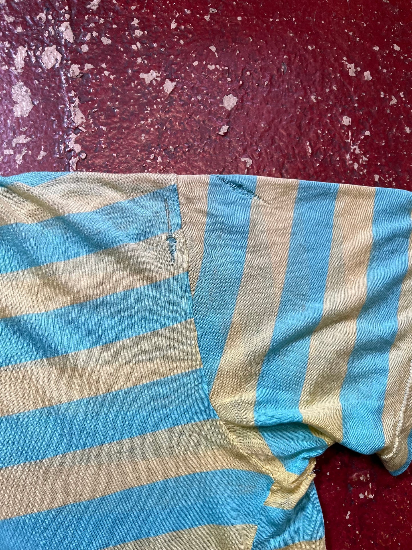 70s/80s Green & Blue Striped Tee