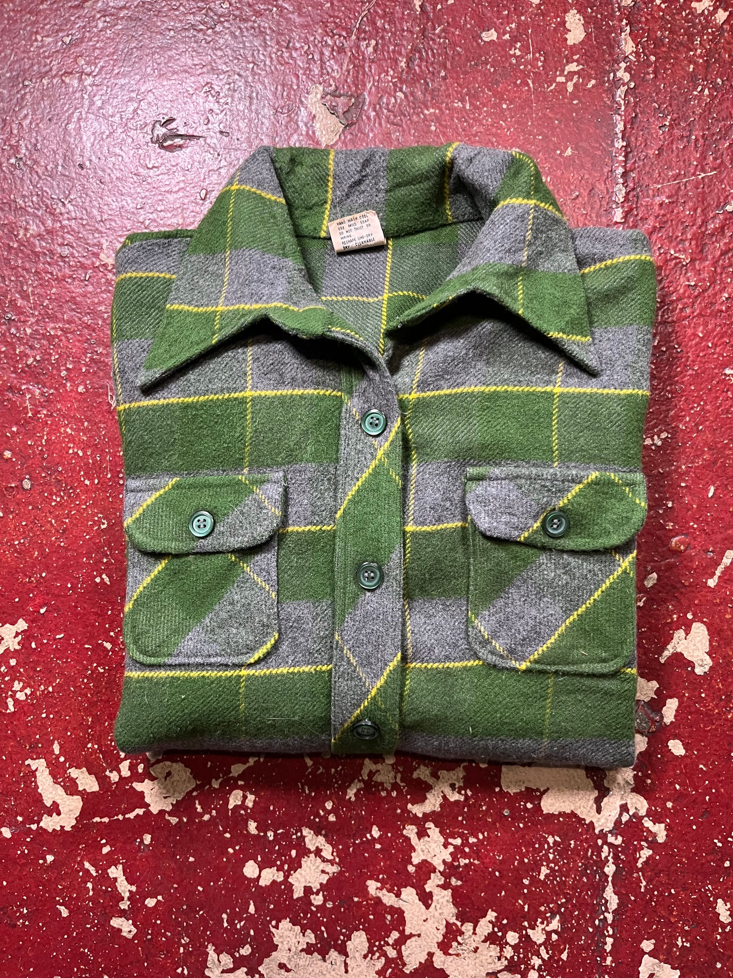 70s Joyce Lane Green & Grey Flannel