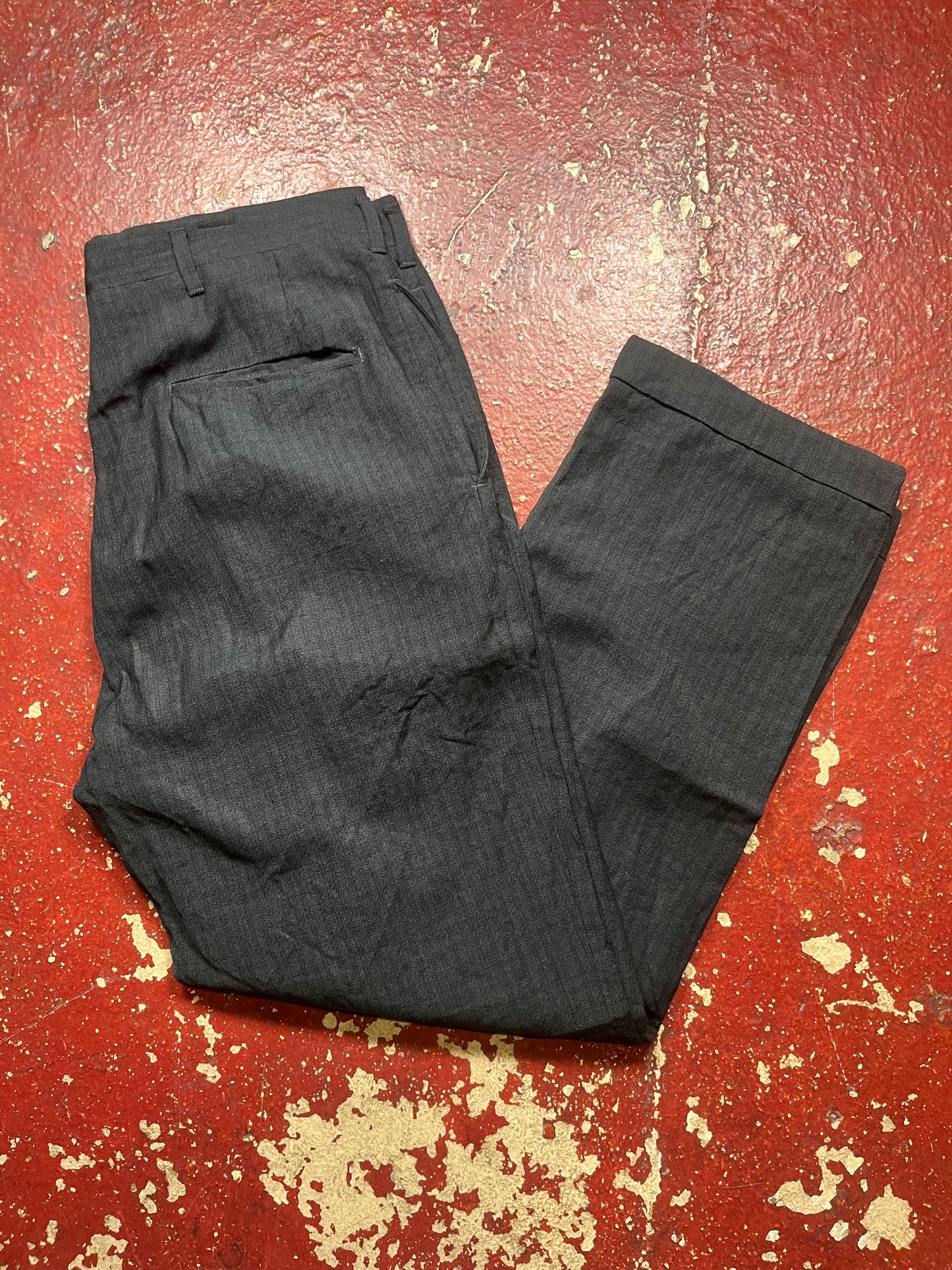 50s Drop Loop Black Wool/Gabardine Pants