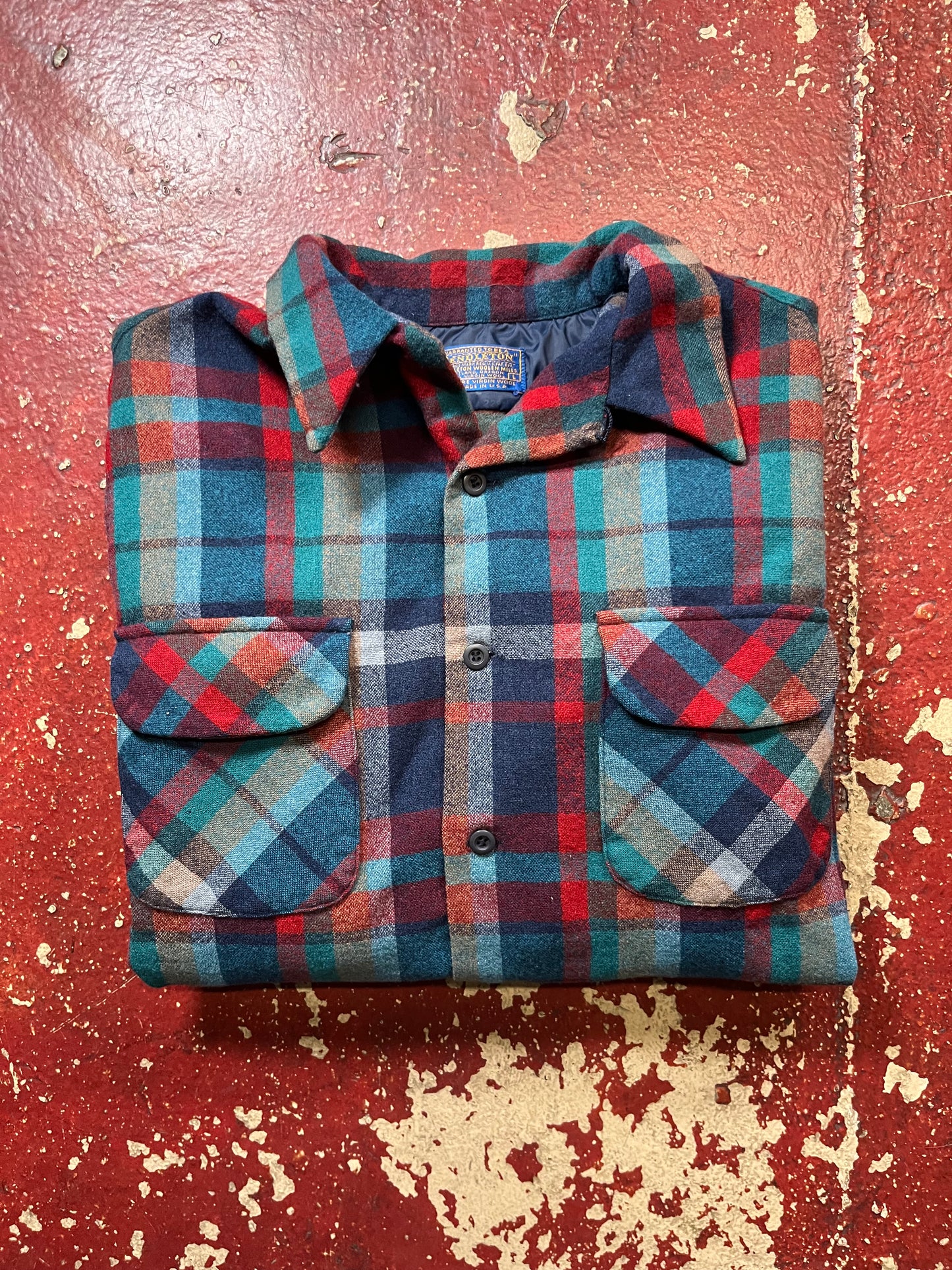 60s Pendleton Blue & Red Board Shirt
