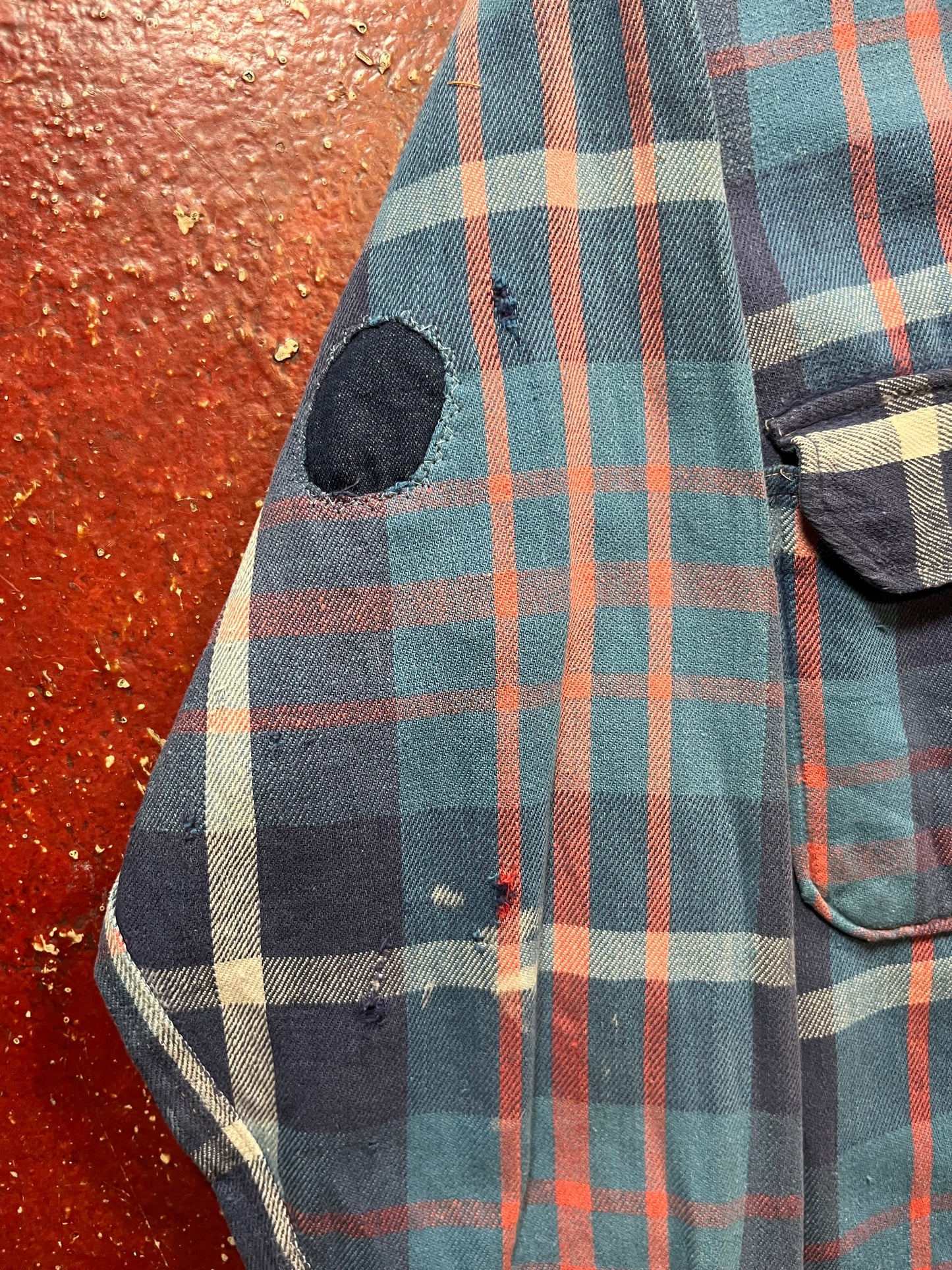 40s/50s Allied Clothiers Blue & Red Flannel