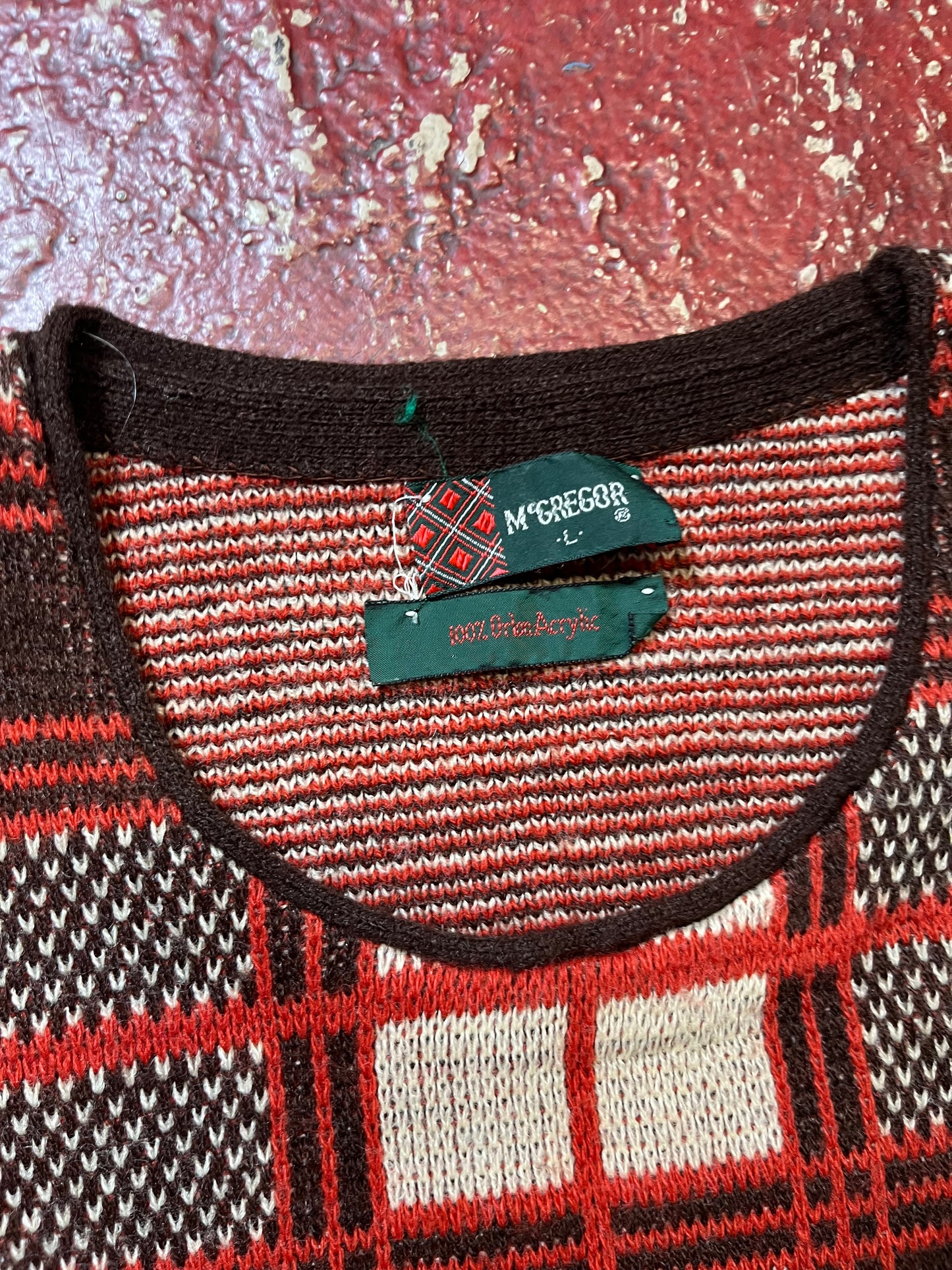 60s McGregor Orange & Brown Sweater Vest