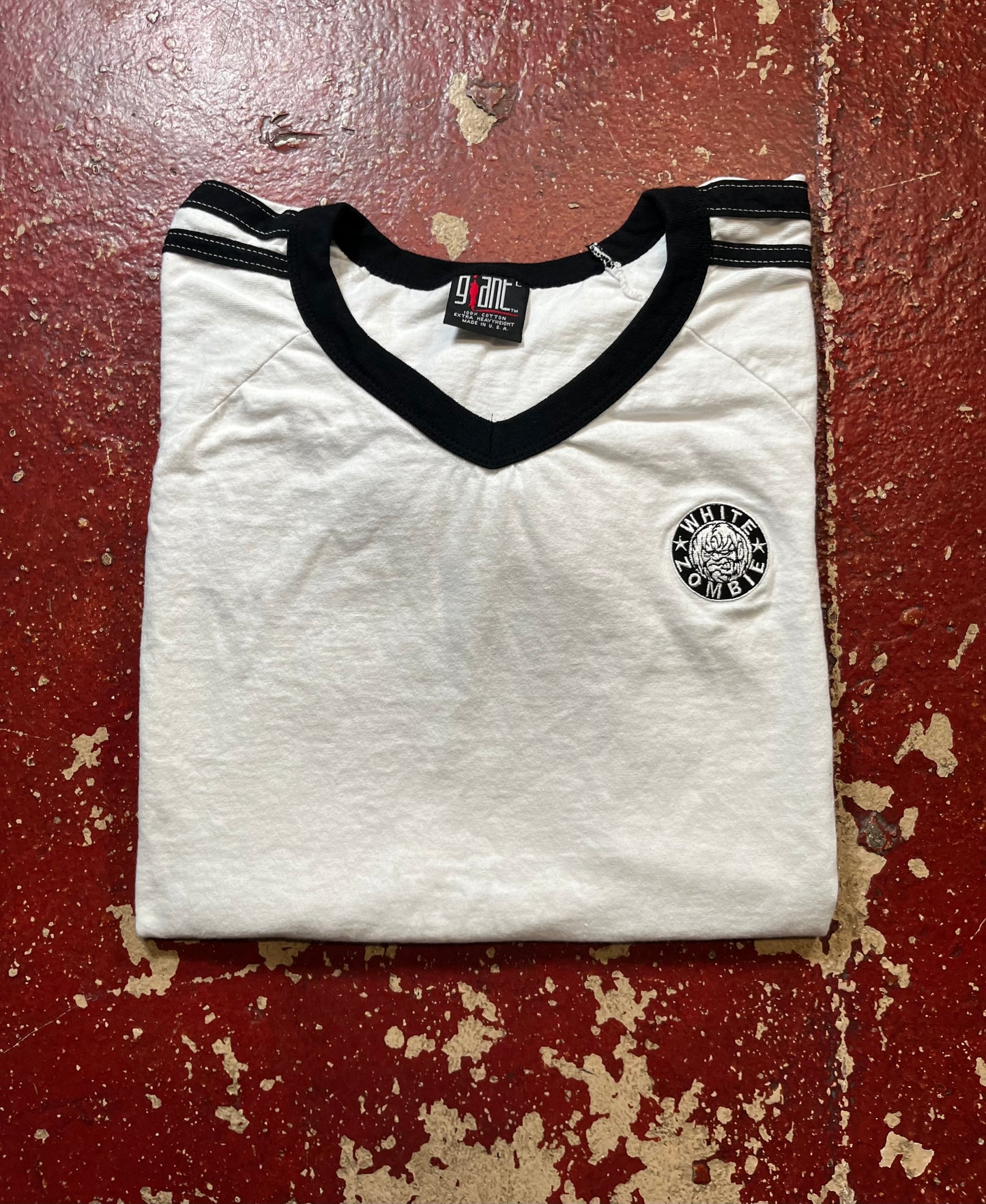 90s White Zombie Vee Neck Tee