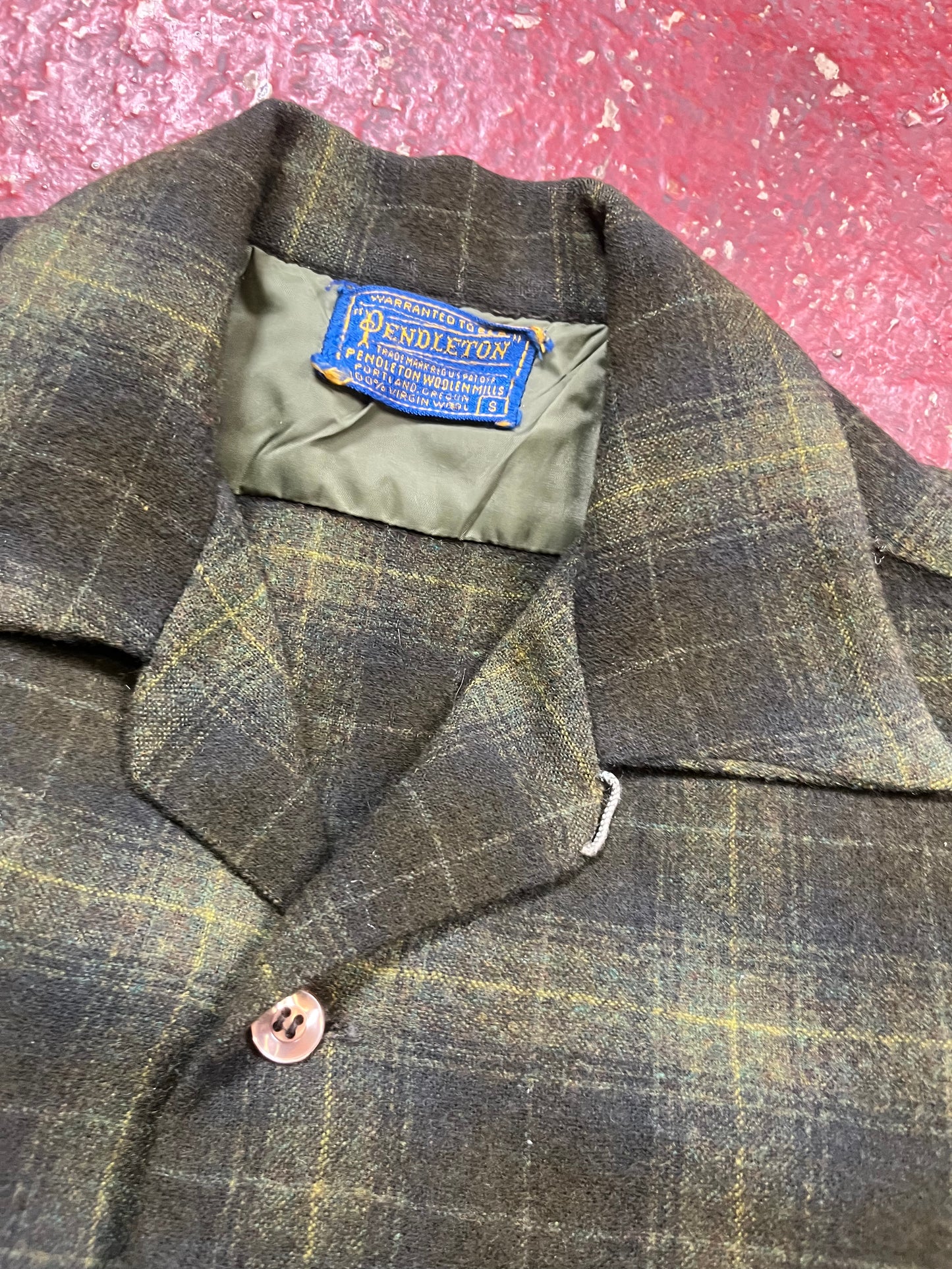 60s Pendleton Green Loop Collar Flannel