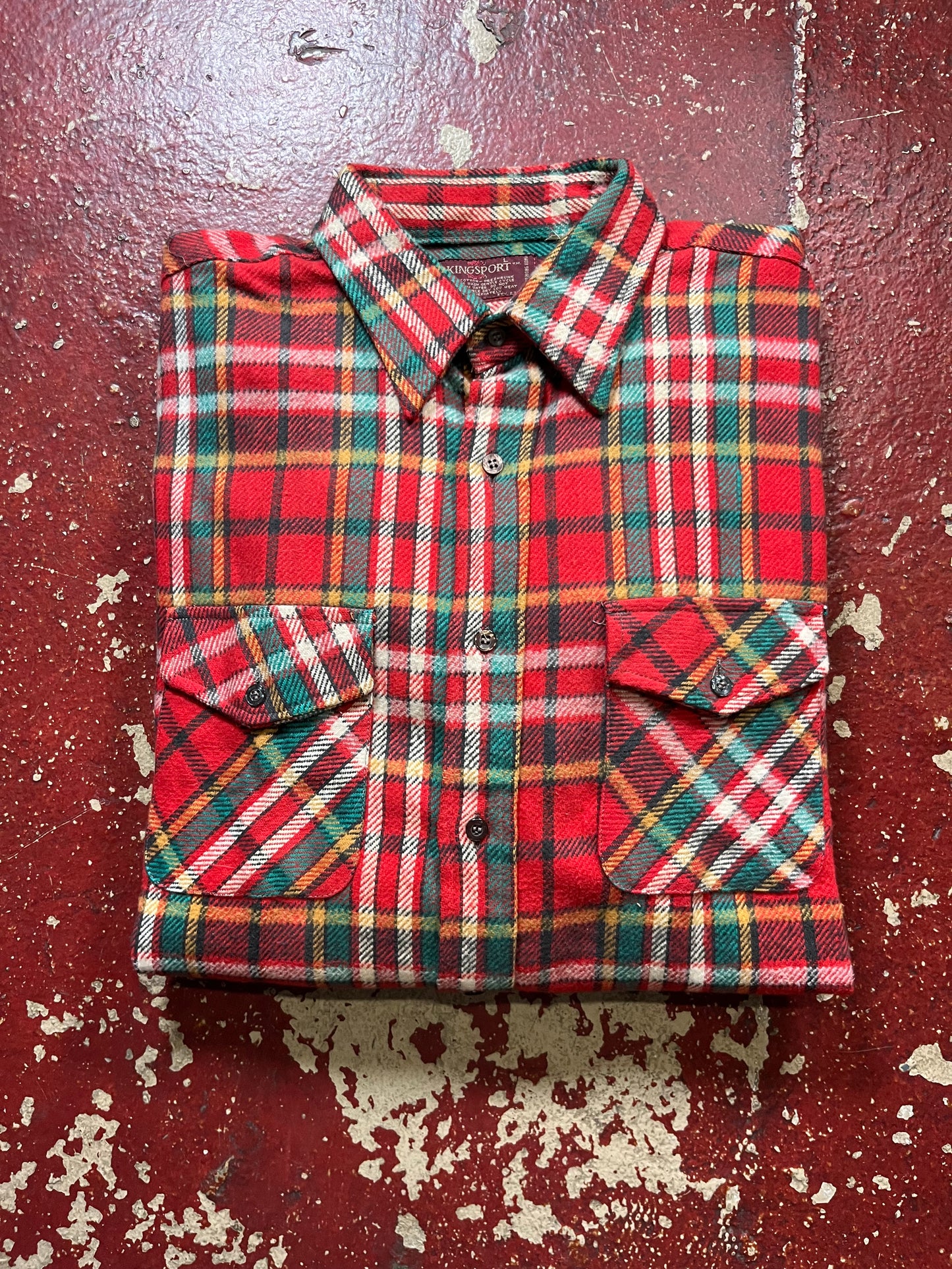 70s Kingsport Red & White Flannel