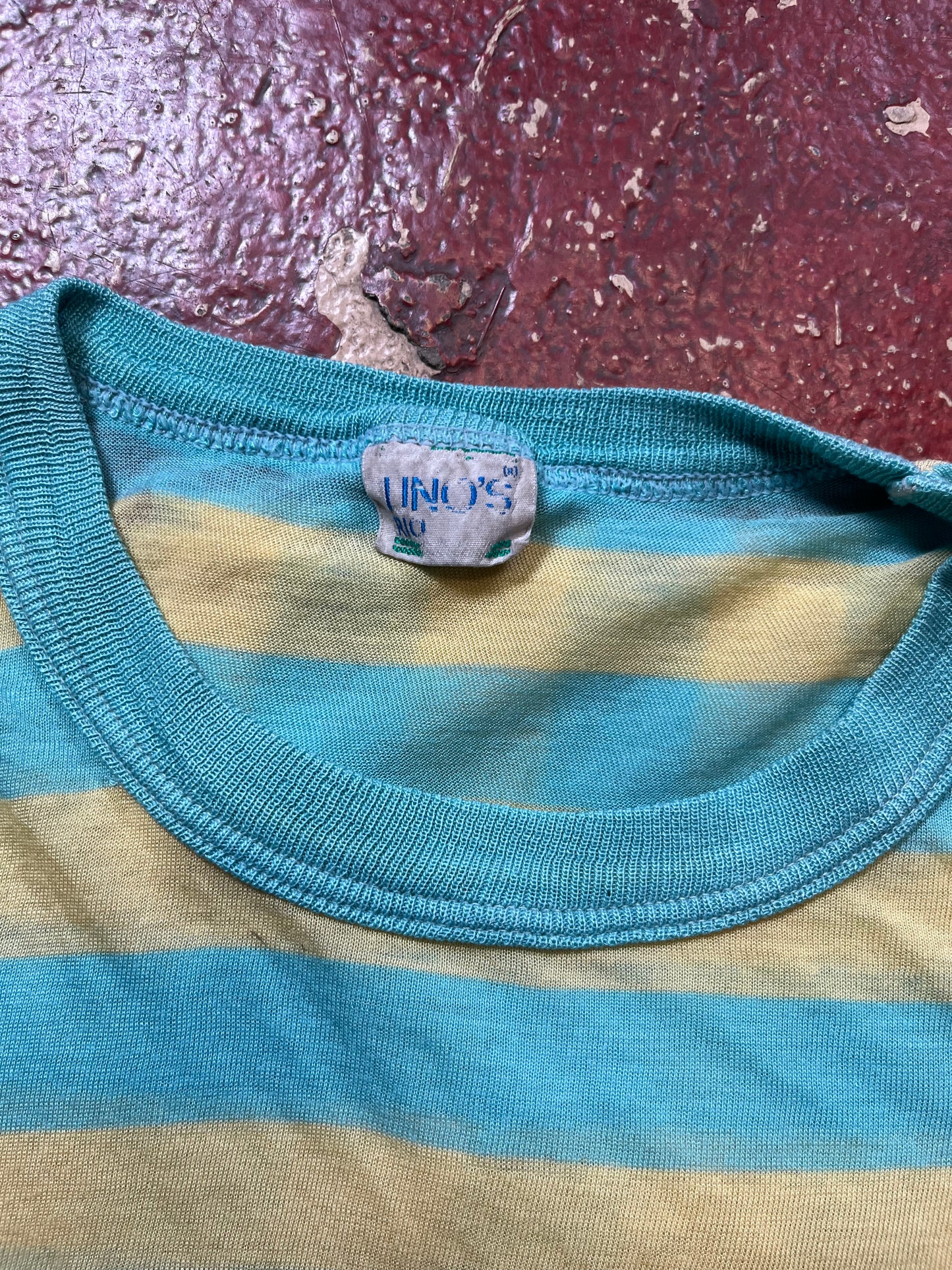 70s/80s Green & Blue Striped Tee