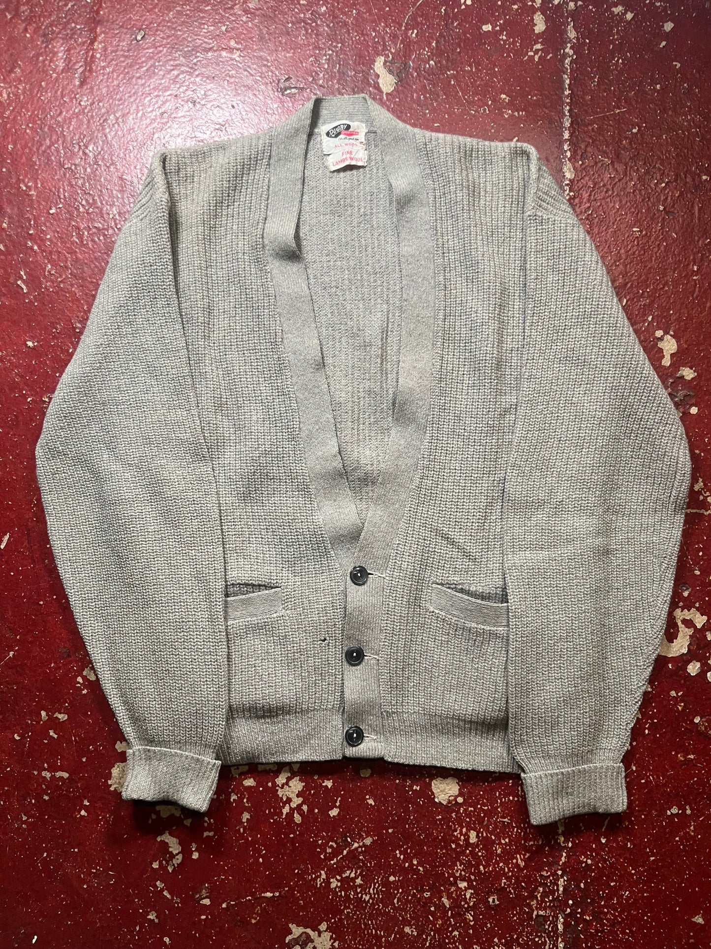 60s Rugby Sportswear Grey Cardigan