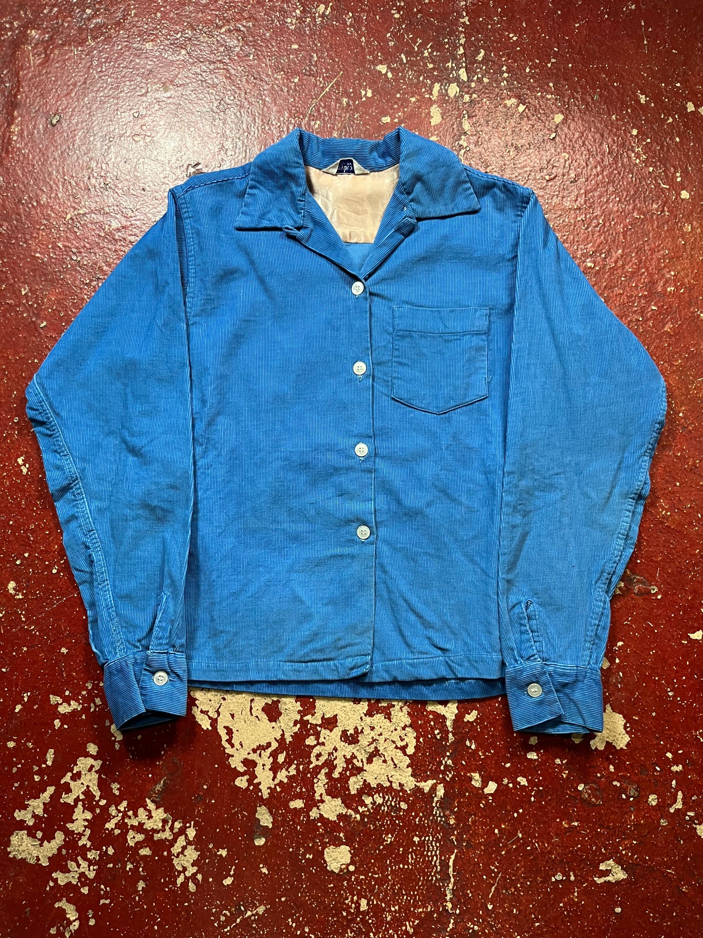 50s/60s Kerrybrooke Corduroy Loop Collar Long Sleeve Shirt