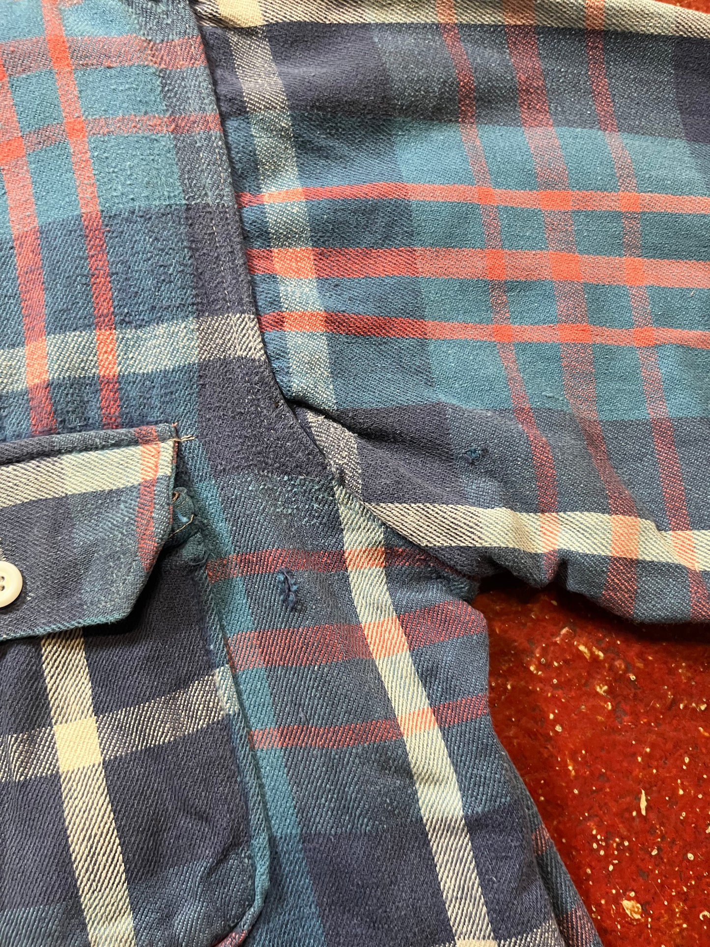 40s/50s Allied Clothiers Blue & Red Flannel