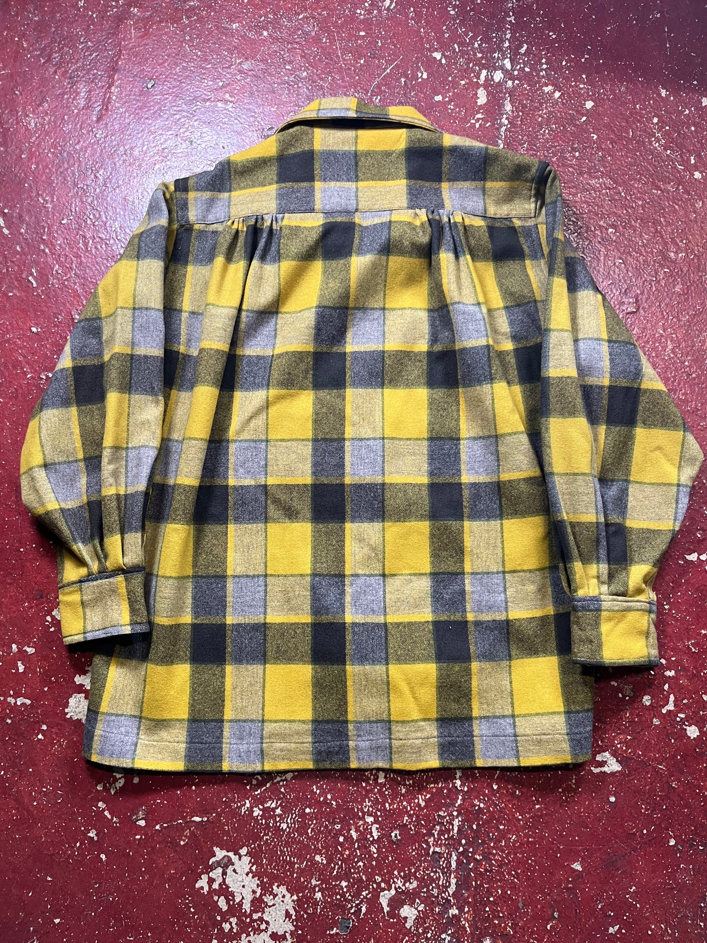 60s Yellow & Black Loop Collar Board Shirt