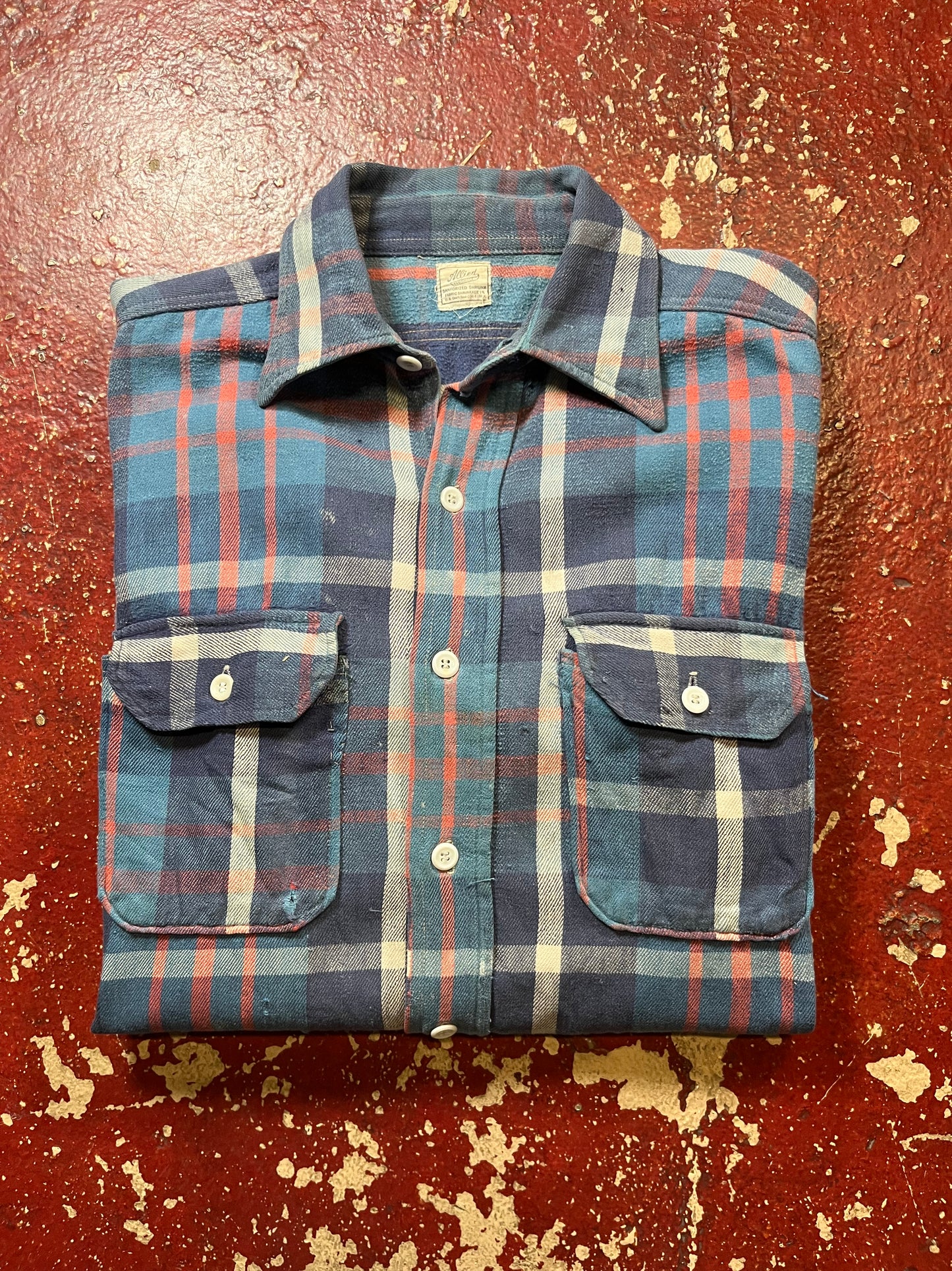 40s/50s Allied Clothiers Blue & Red Flannel