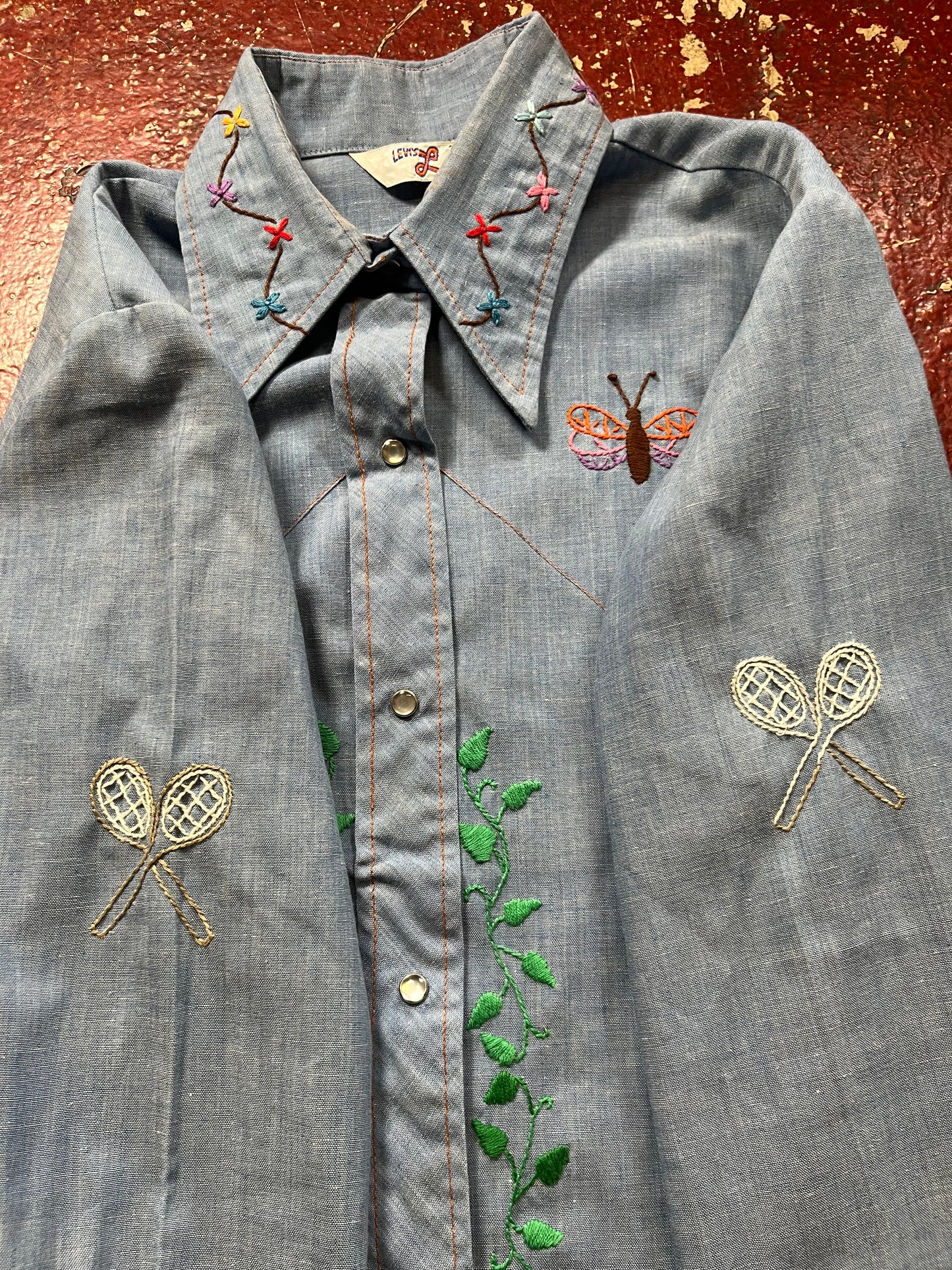 70s Levi’s Flowers Chambray Long Sleeve Shirt