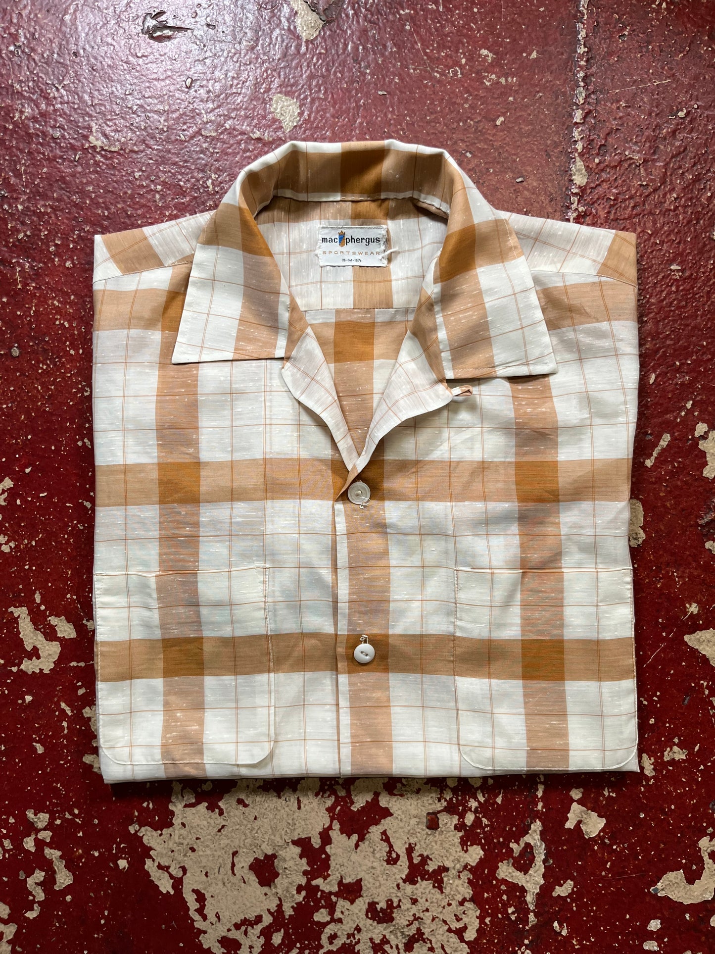 60s Mac Phergus Brown & White Fleck Short Sleeve Shirt