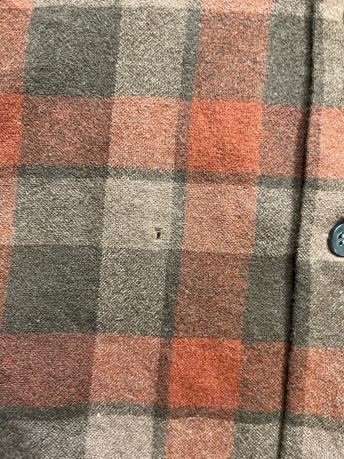 60s Pendleton Brown & Orange Loop Collar Flannel