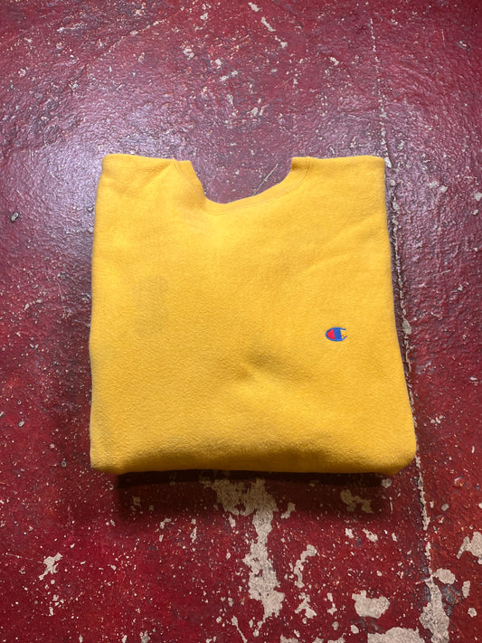 90s Champion Reverse Weave Yellow Logo Crewneck