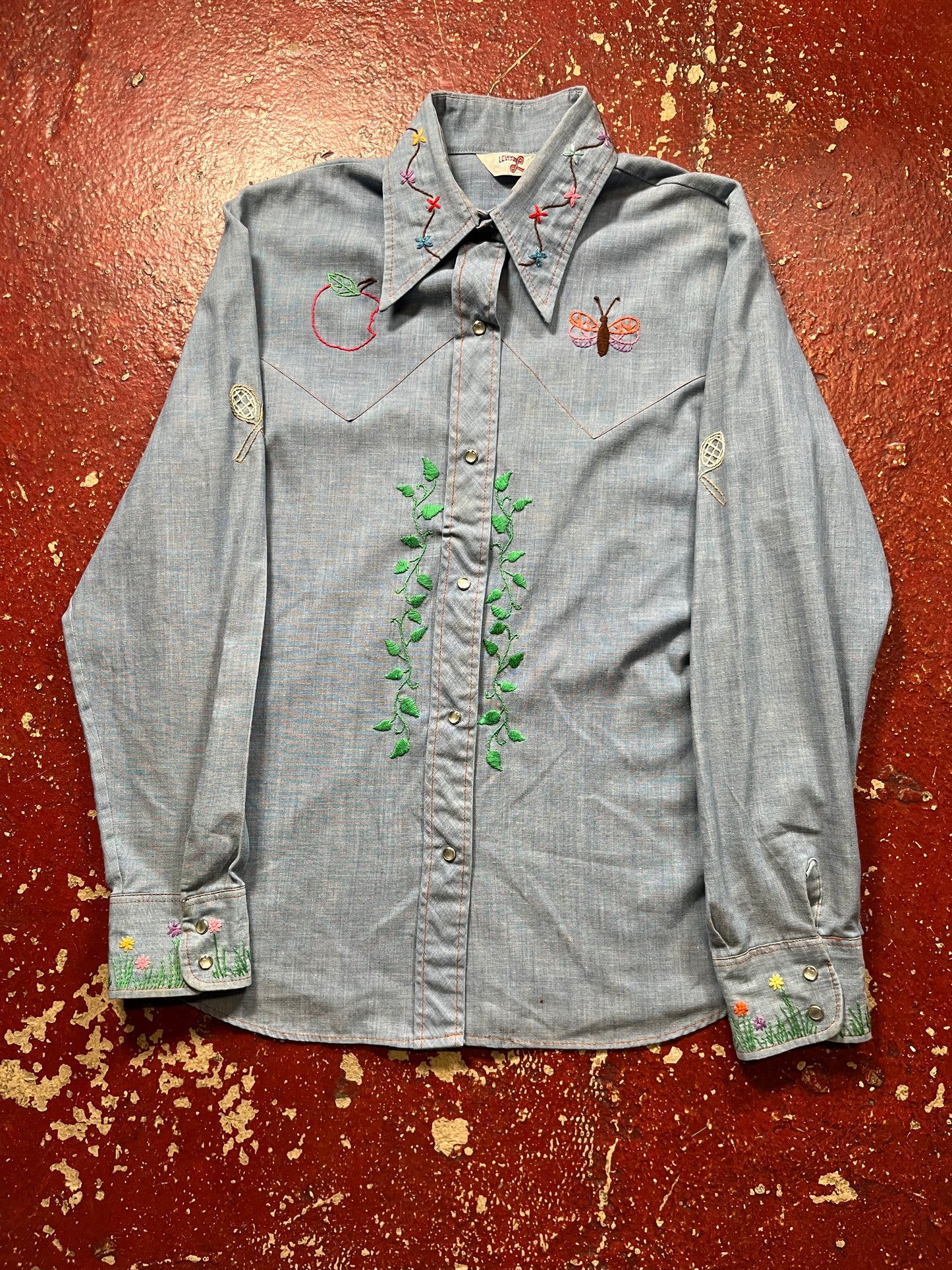 70s Levi’s Flowers Chambray Long Sleeve Shirt