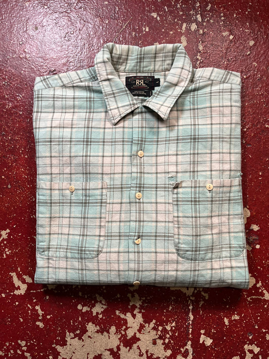 00s Double RL Green & White Flannel