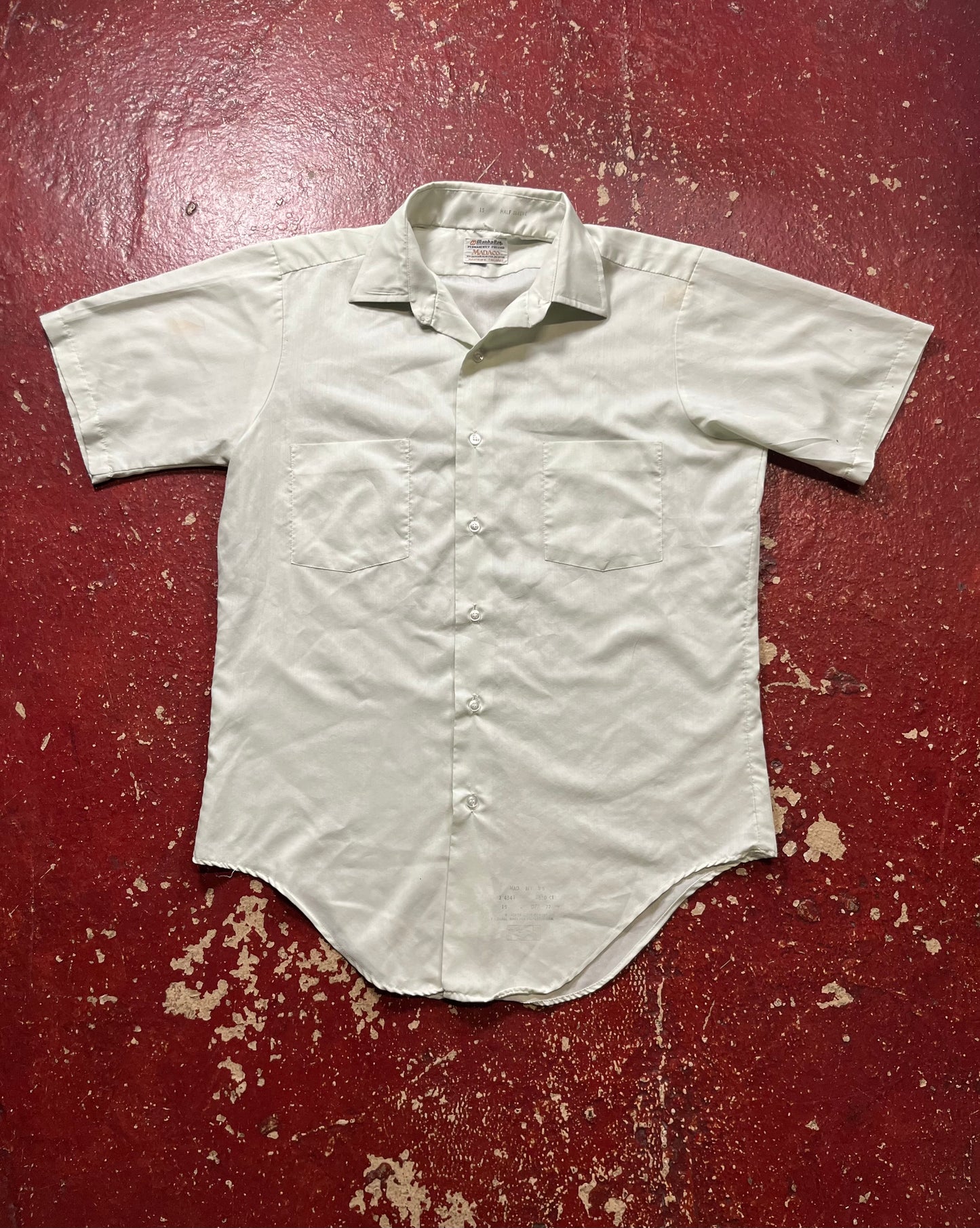 70s Manhattan Green Short Sleeve Button Up Shirt