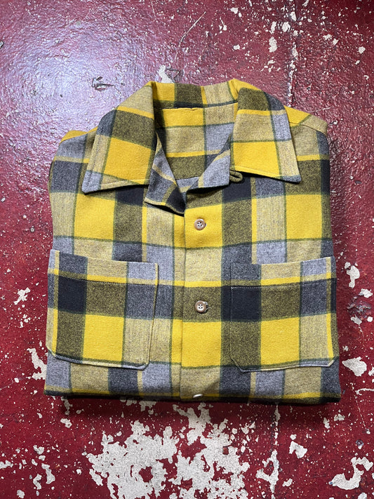 60s Yellow & Black Loop Collar Board Shirt