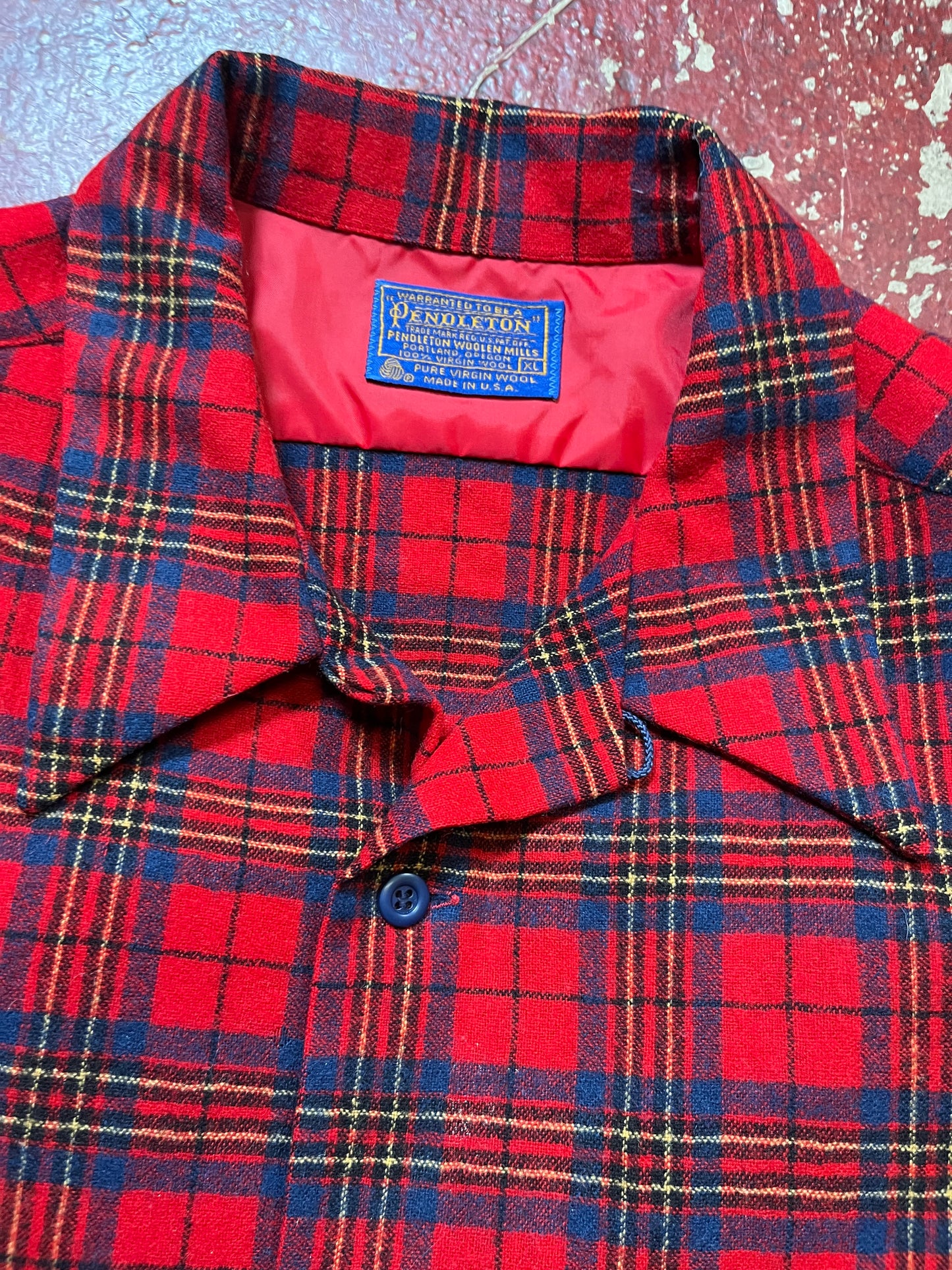 60s Pendleton Red & Blue Long Sleeve Board Shirt