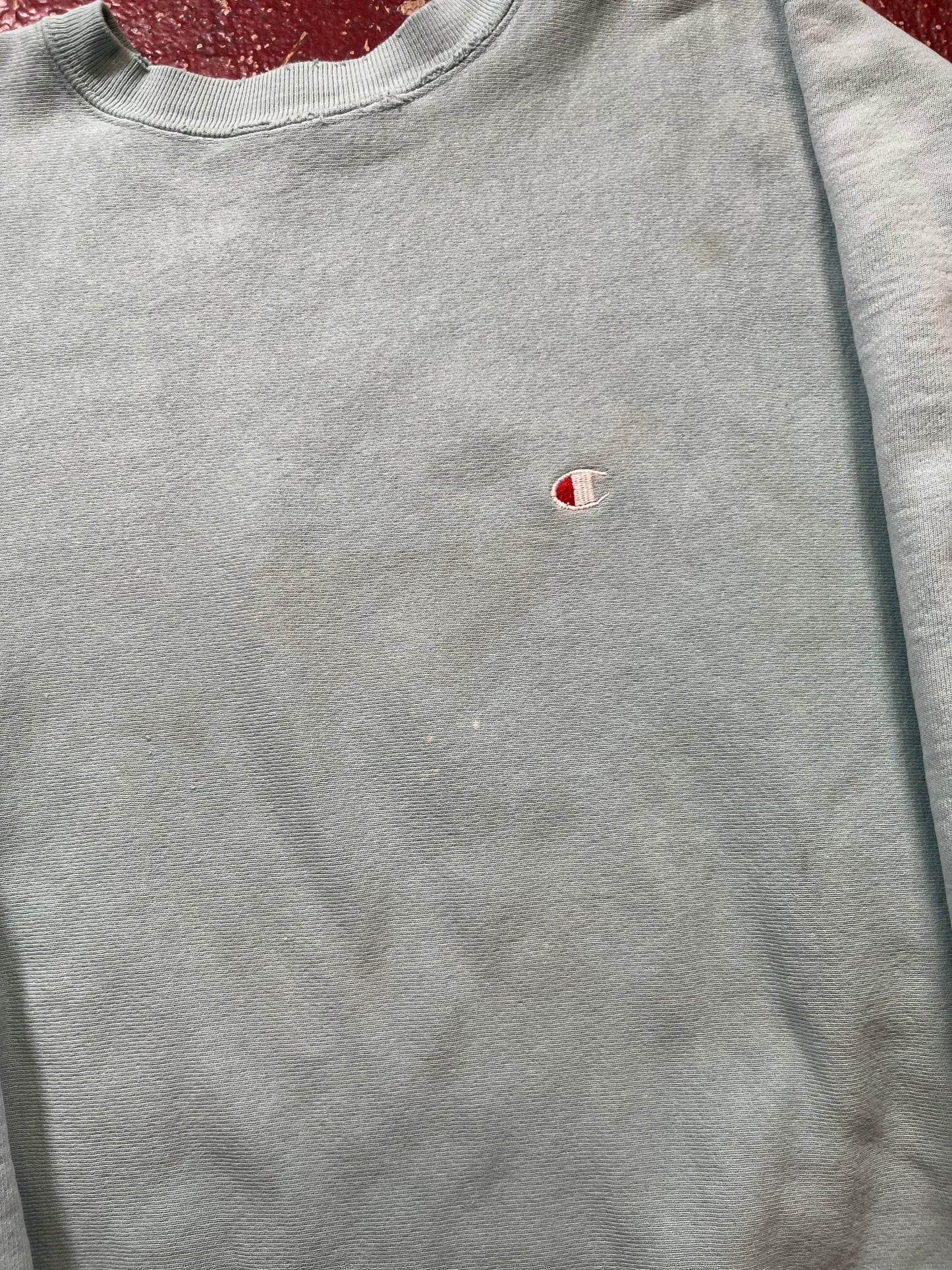 90s Champion Reverse Weave Teal Logo Crewneck