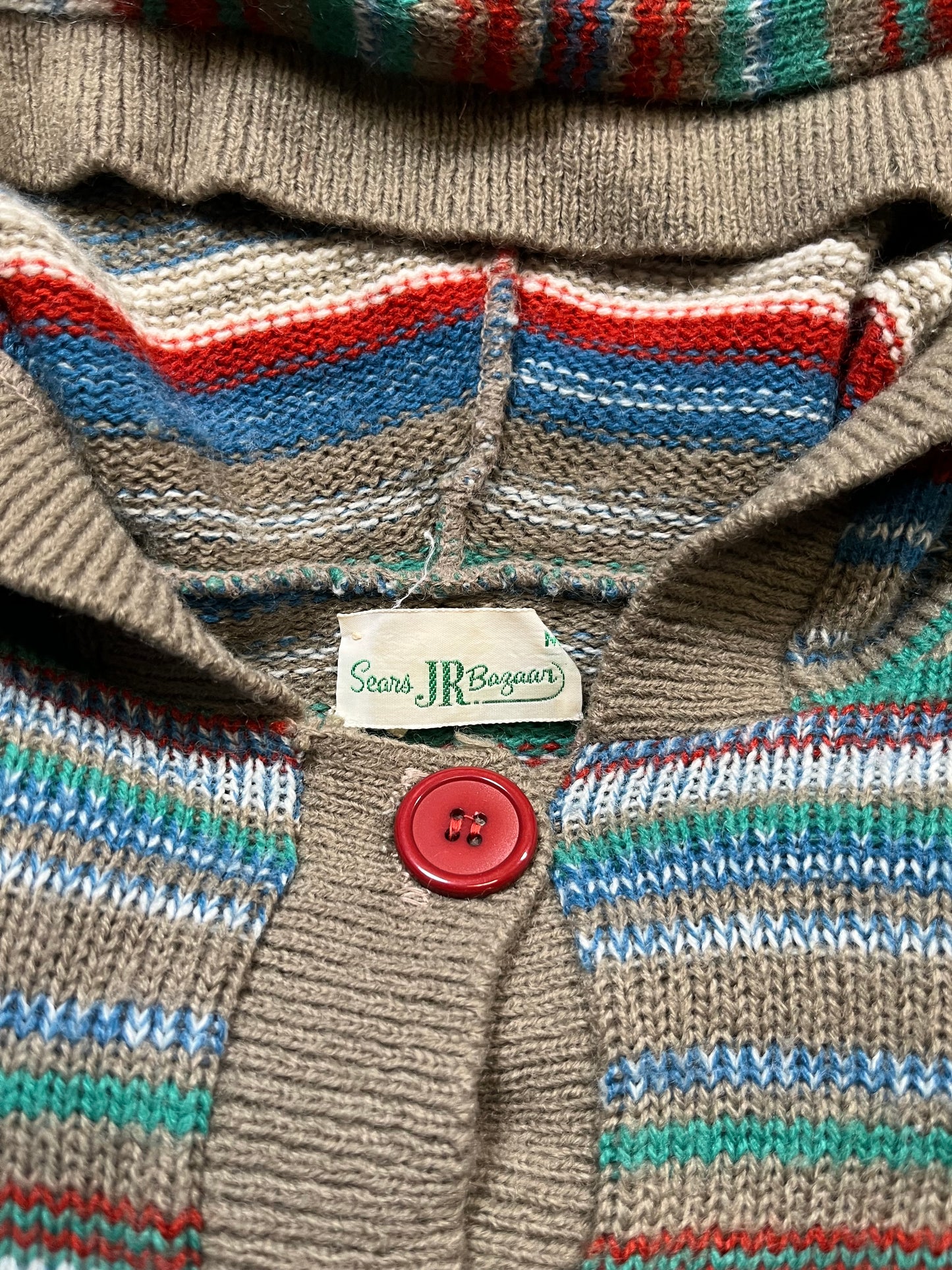 70s Sears Striped Knit Hoodie