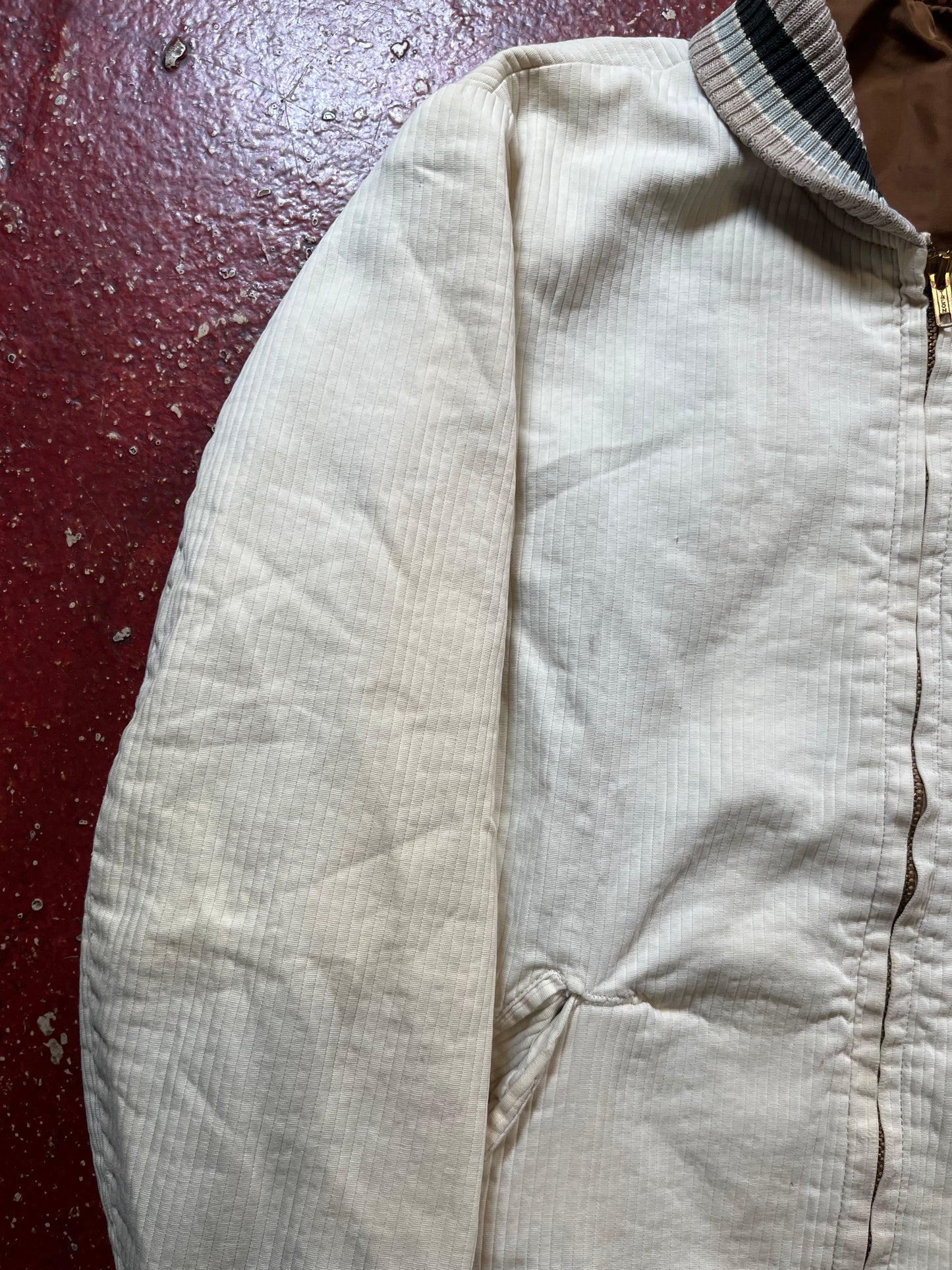 50s White Corduroy Shawl Collar Jacket
