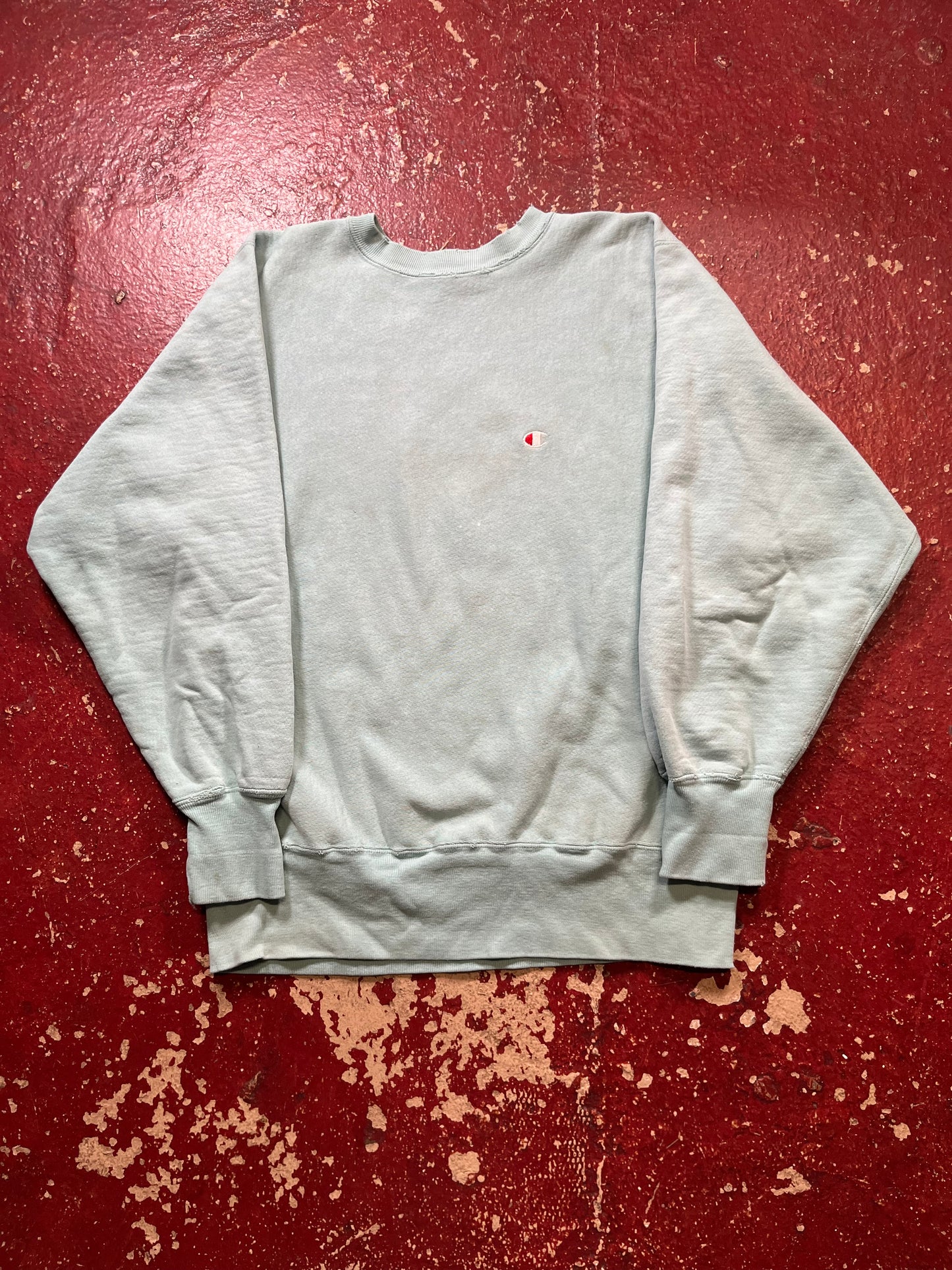 90s Champion Reverse Weave Teal Logo Crewneck