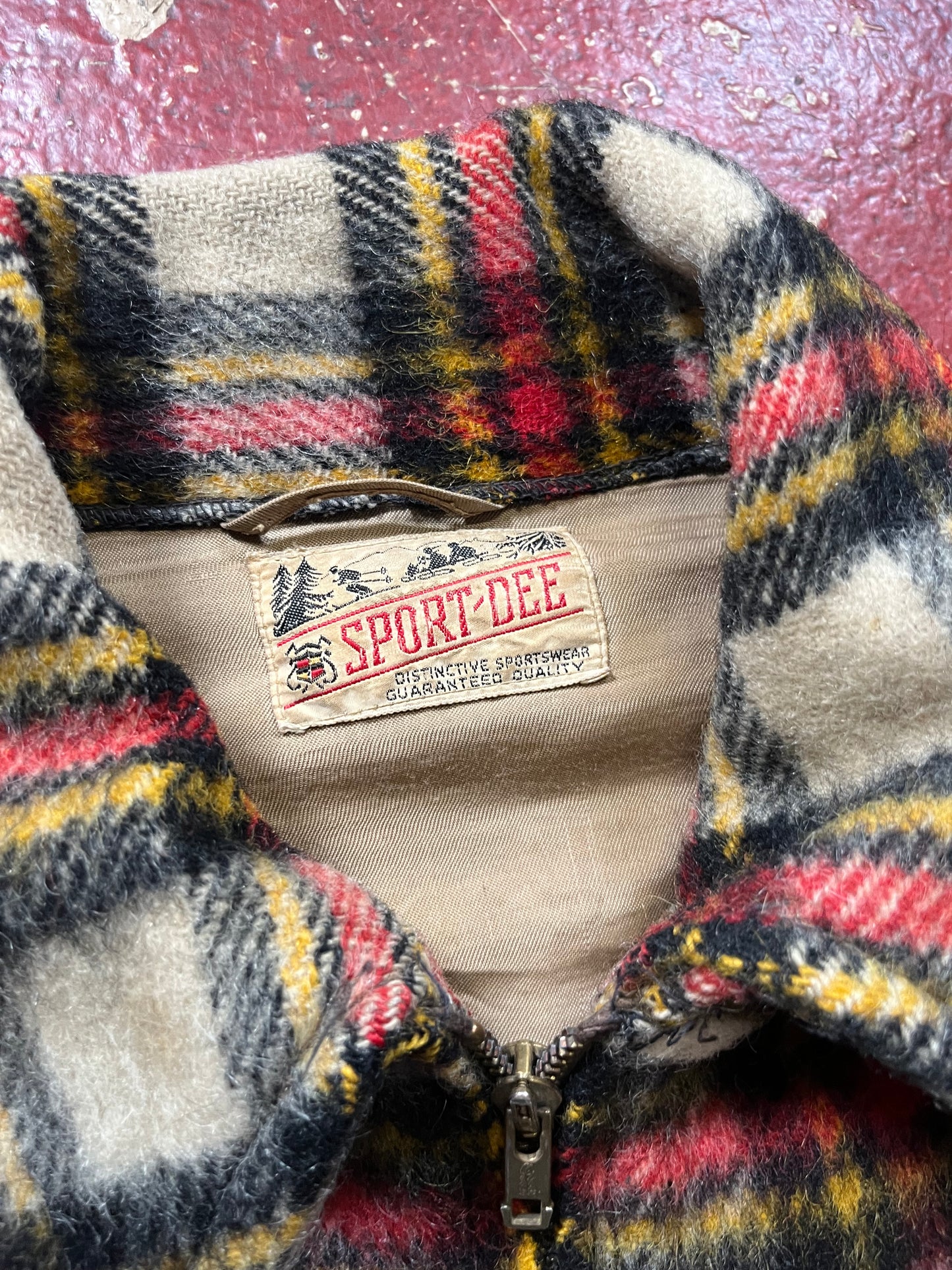50s Sport Dee Red & Yellow Wool Jacket