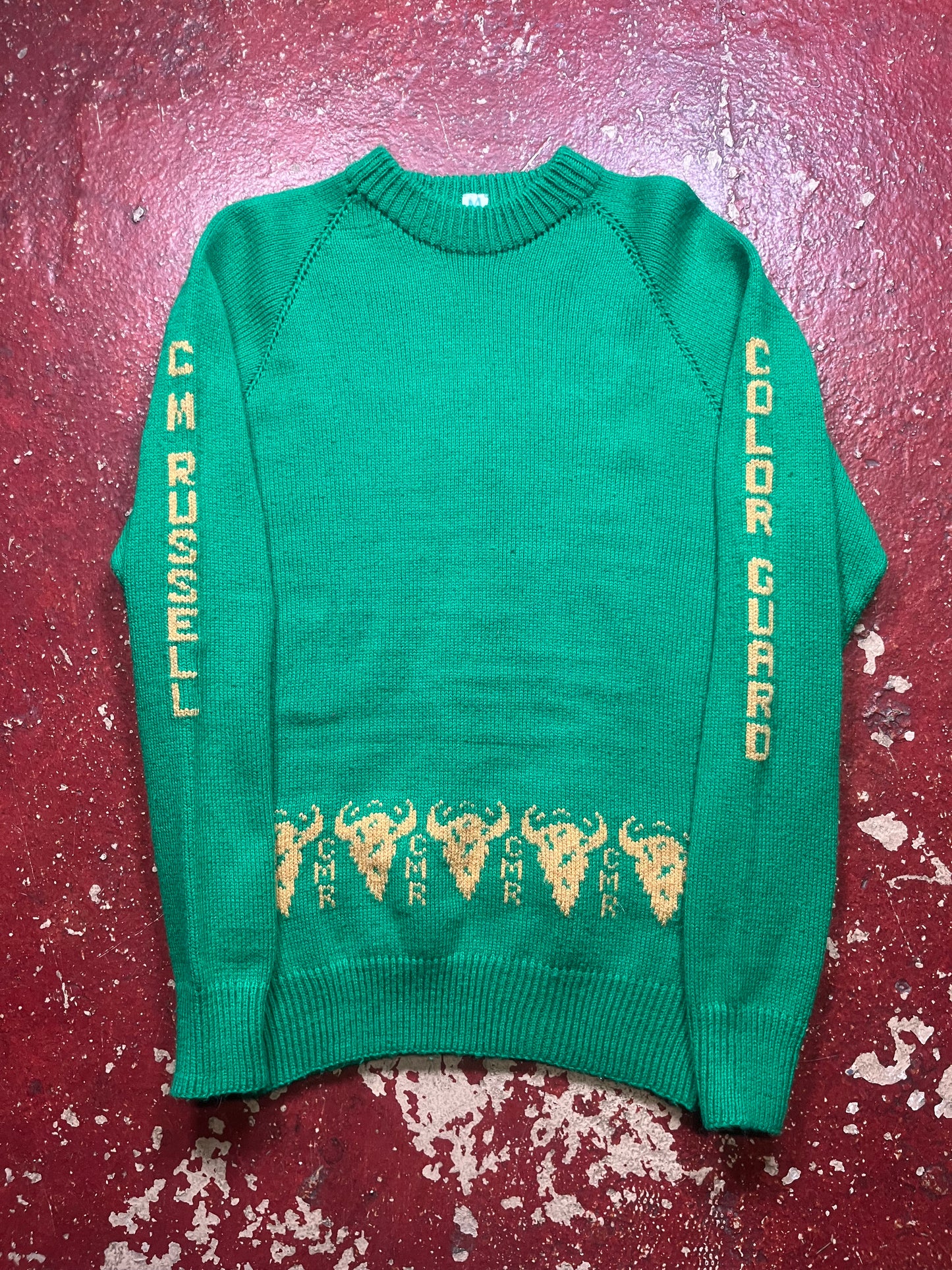 70s Color Guard Green Knit Sweater