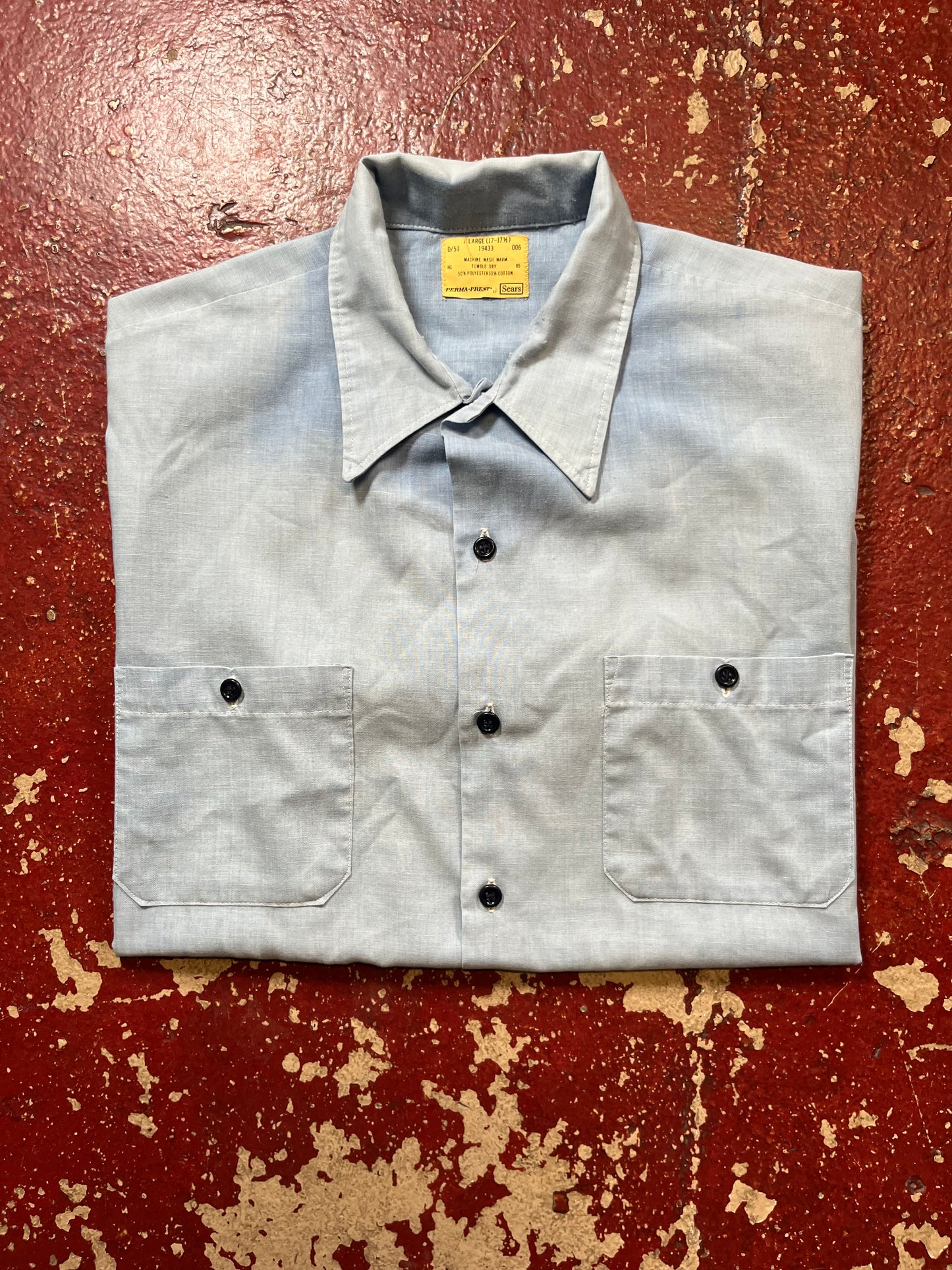 70s Sears Blue Short Sleeve Shirt