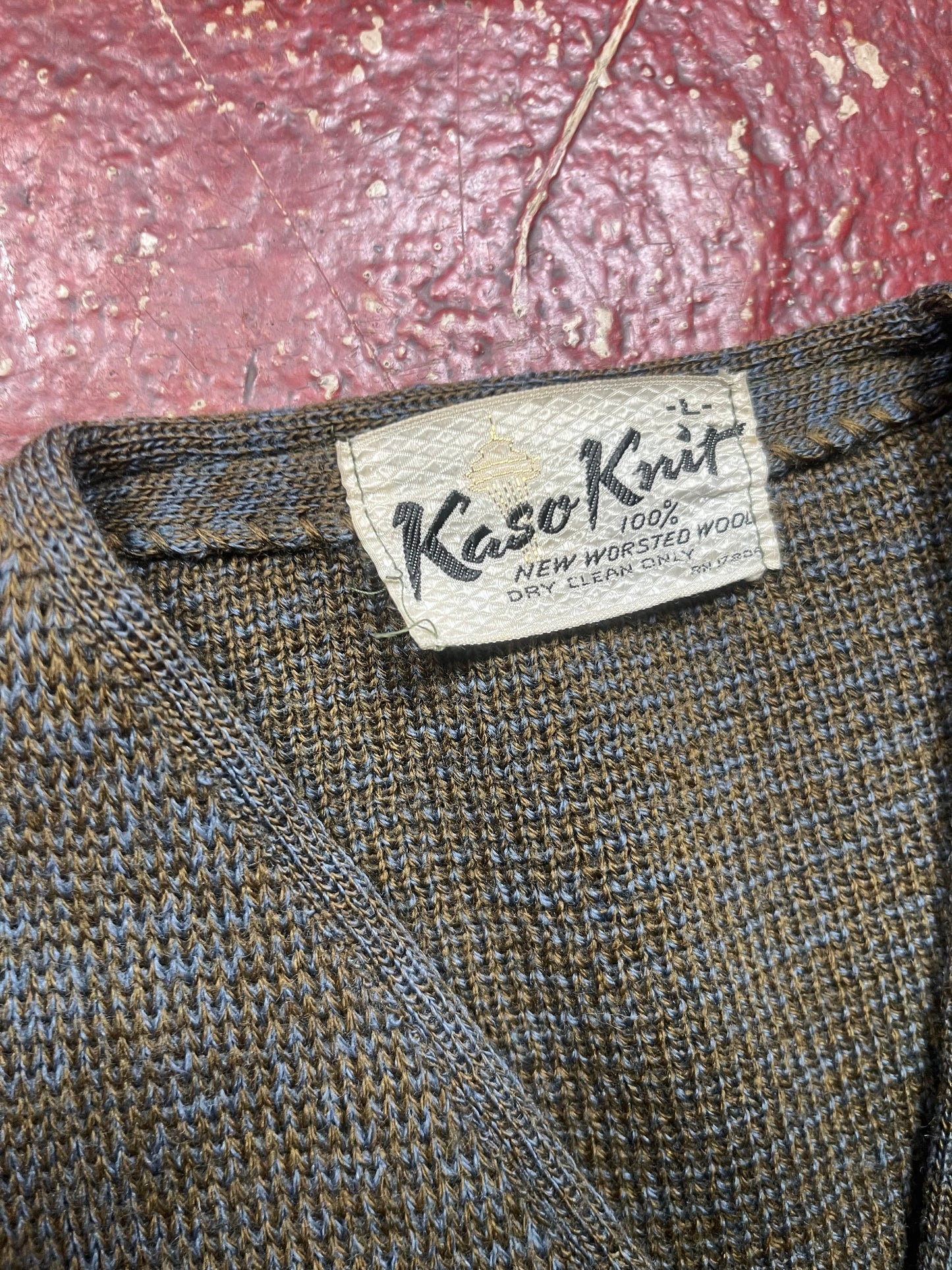 60s Kaso Knit Green Wool Cardigan