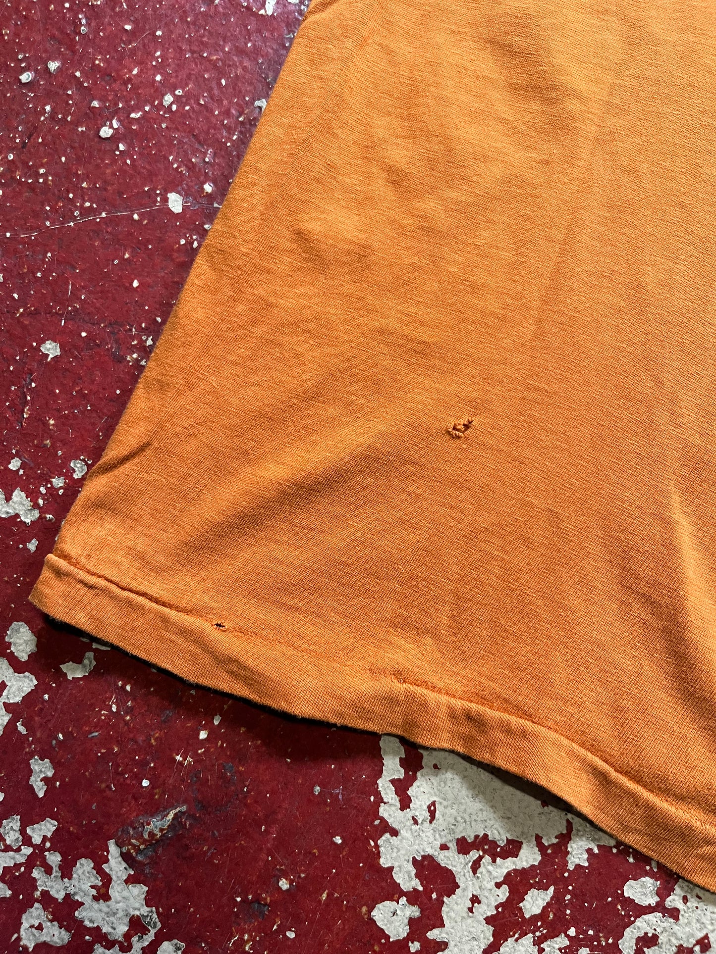 70s Russell Orange & Yellow Vee Neck Ringer Tee