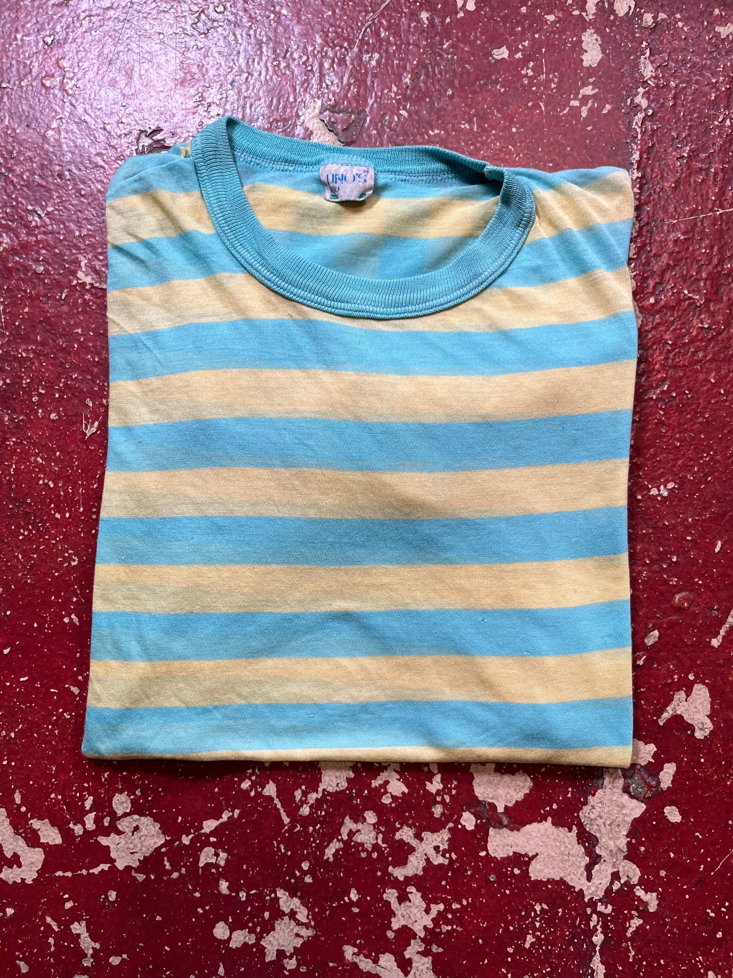70s/80s Green & Blue Striped Tee