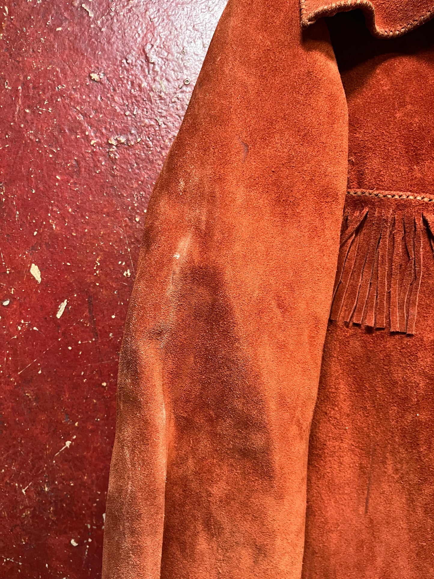 60s/70s Fringe Suede Orange Jacket